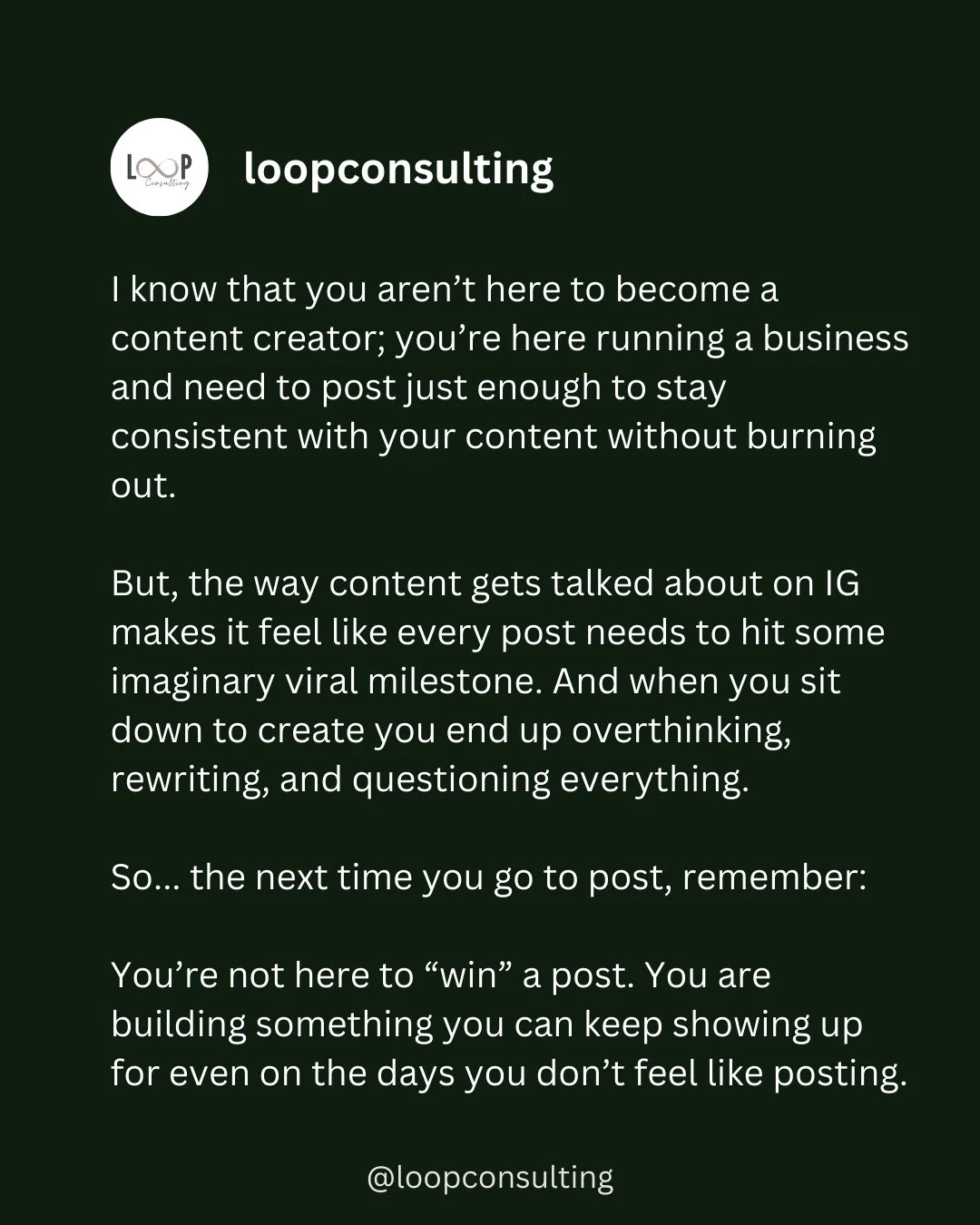 This is what no one is saying out loud:⁠
⁠
Content feels hard because you are creating as a reaction to something you see on IG, not because it actually makes sense for your business.⁠
⁠
It's so tough for small biz founders trying to get seen online,