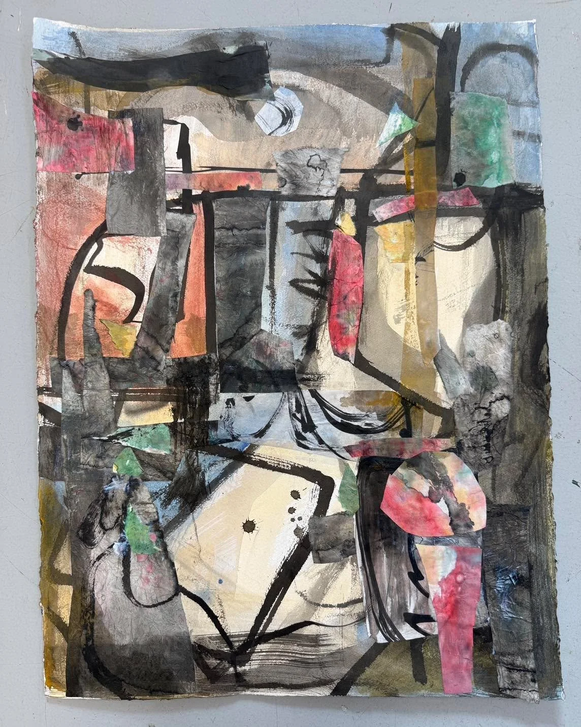 &ldquo;Lock and Dam #1,&rdquo; 30&rdquo; x 22.&rdquo; Watercolor and collage on paper. 

#abstract #abstractartwork #abstractartist  #abstractartistsofinstagram #abstractcollage #abstractcollageart #abstractcollageartist