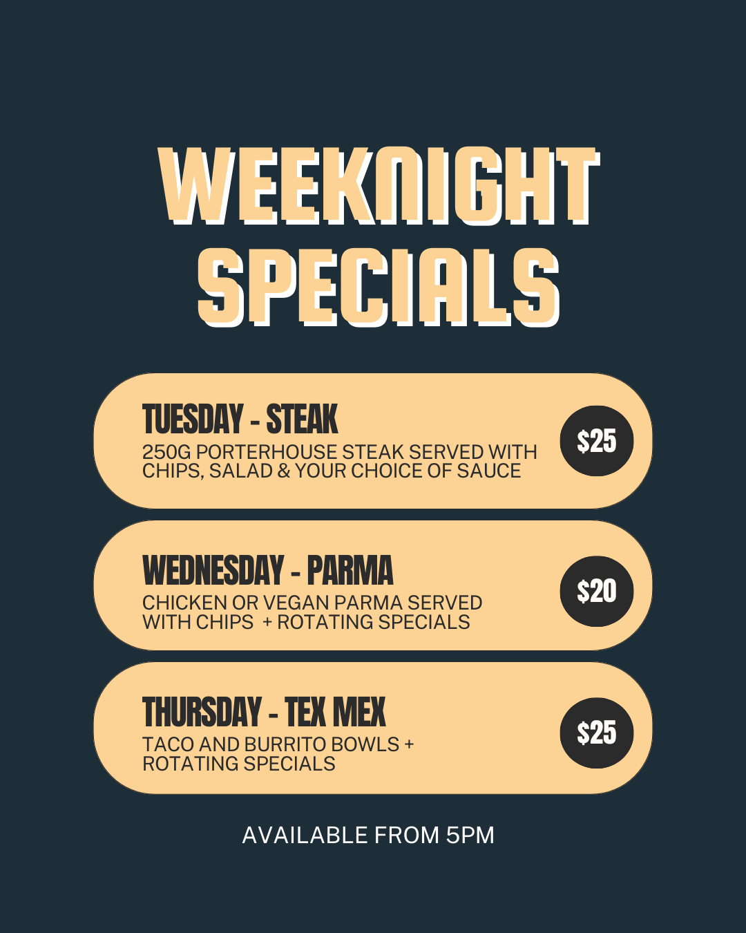 Weeknight Bistro Specials