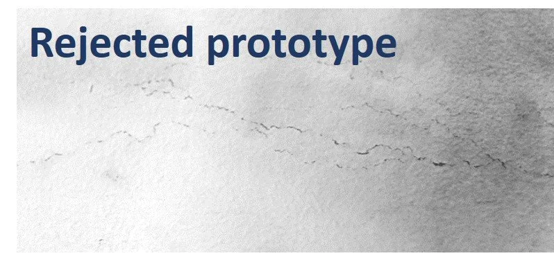 Rejected prototype after 200kA arc entry test — damaged