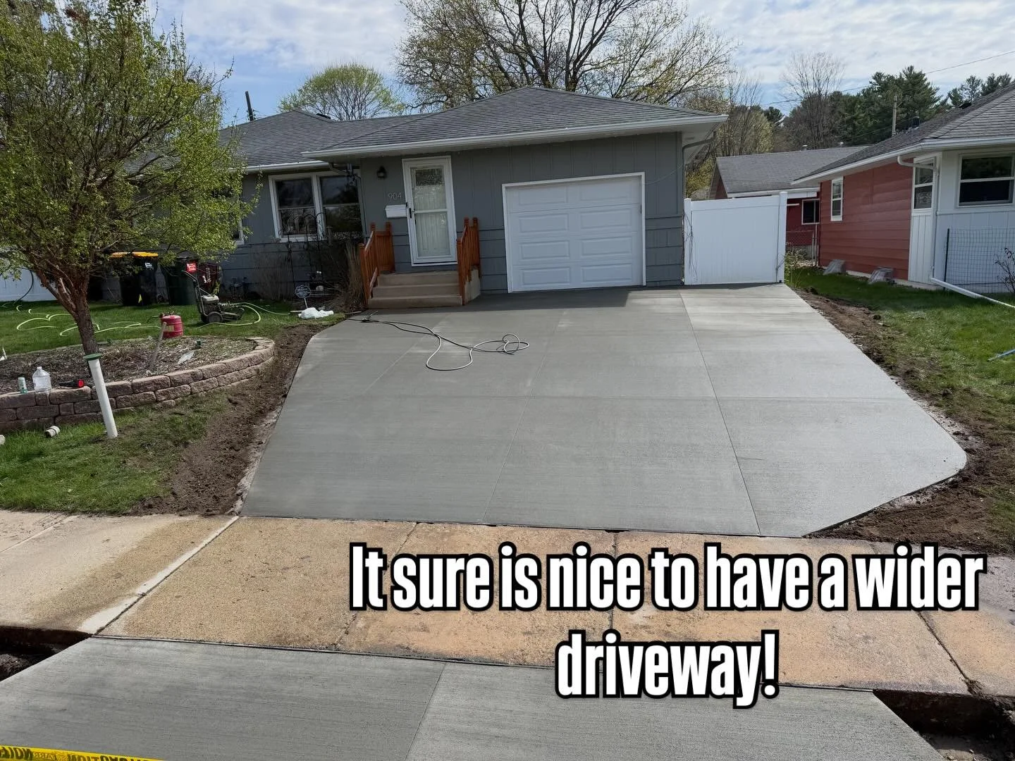 A little before and after of replacing a driveway and making it a bit wider!