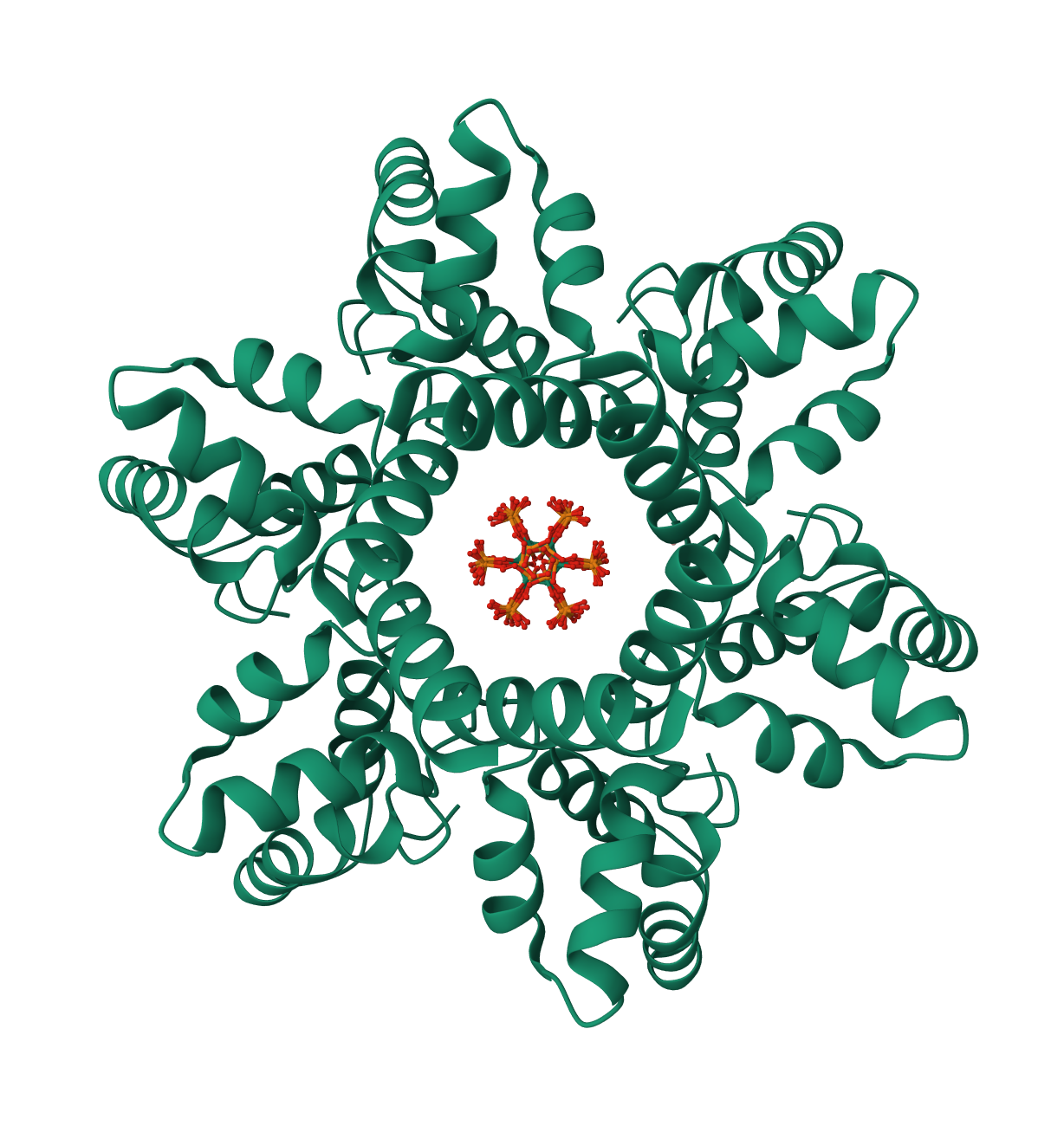 HIV-1 immature CTD-SP1 hexamer in complex with IP6 · PDB: 6BHR · 2018