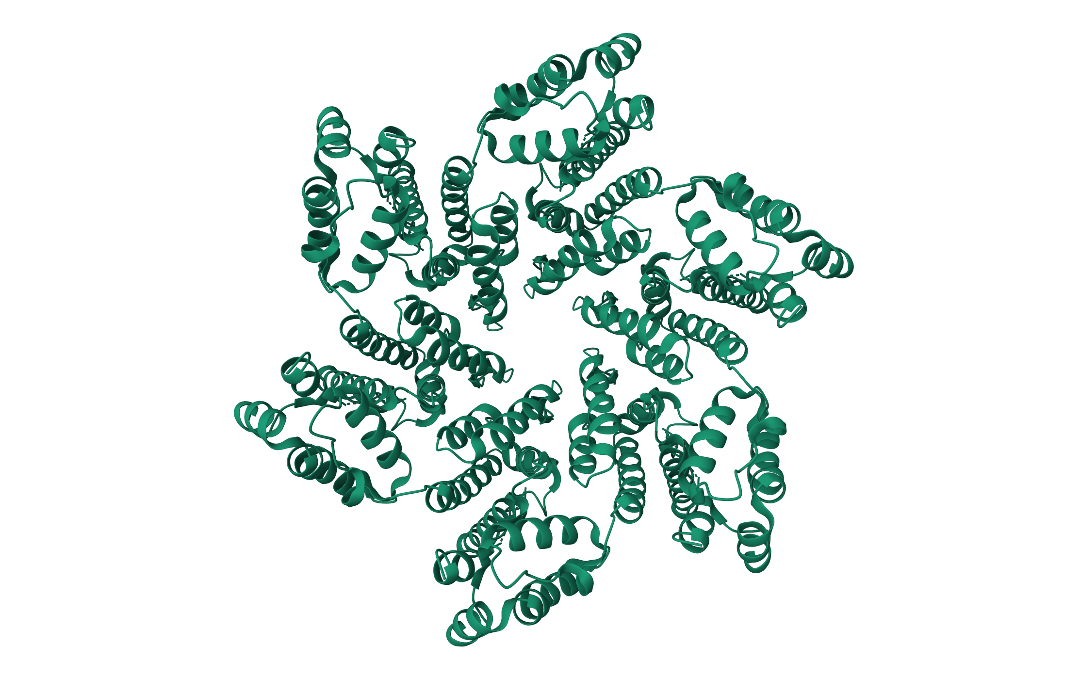 HIV-1 mature capsid hexamer from CA-IP6 CLPs · PDB: 8CKV · 2023