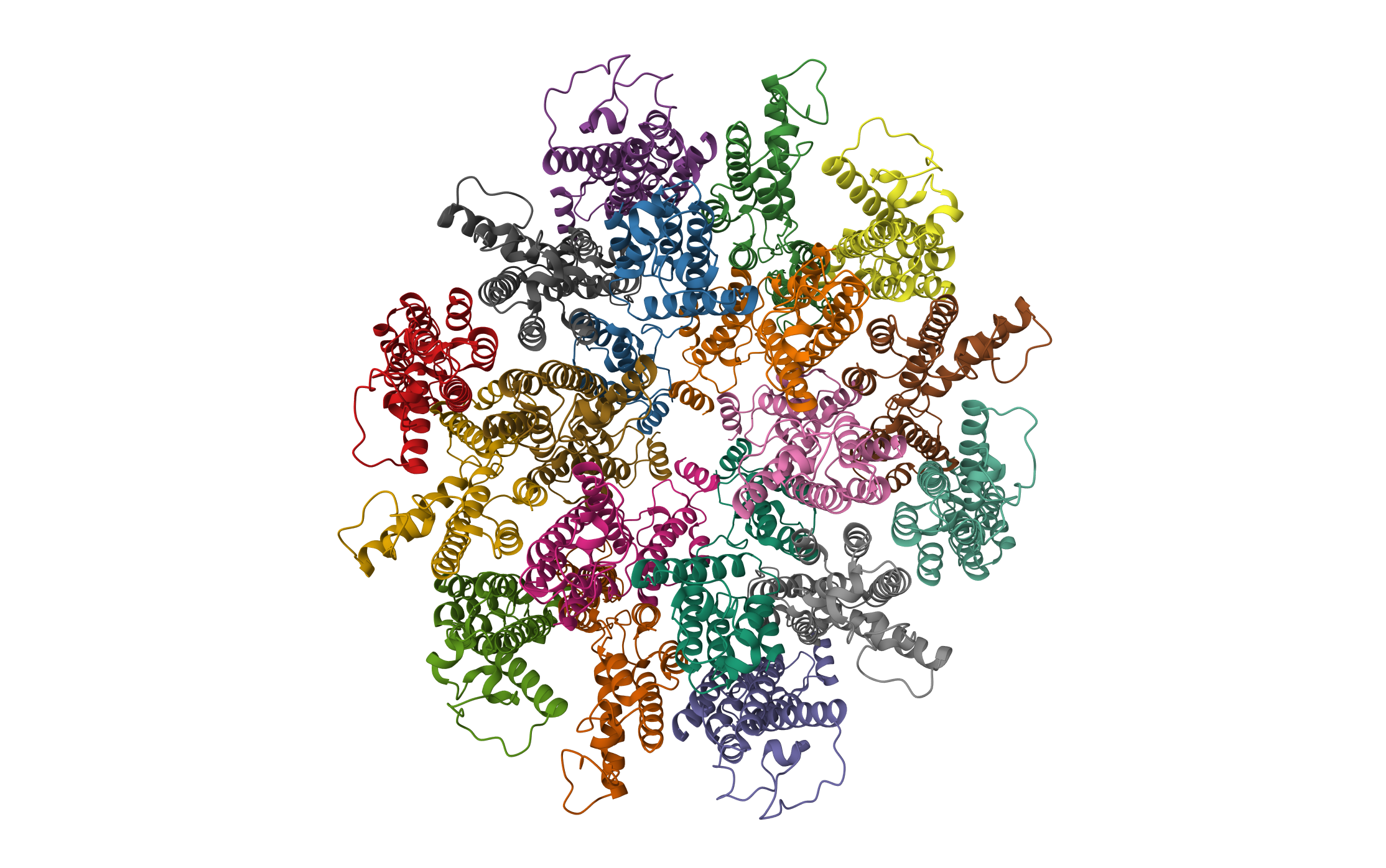 A model of the EIAV CA-SP hexamer (C2) from Gag-deltaMA tubes assembled at pH6 · PDB: 6T63 · 2020