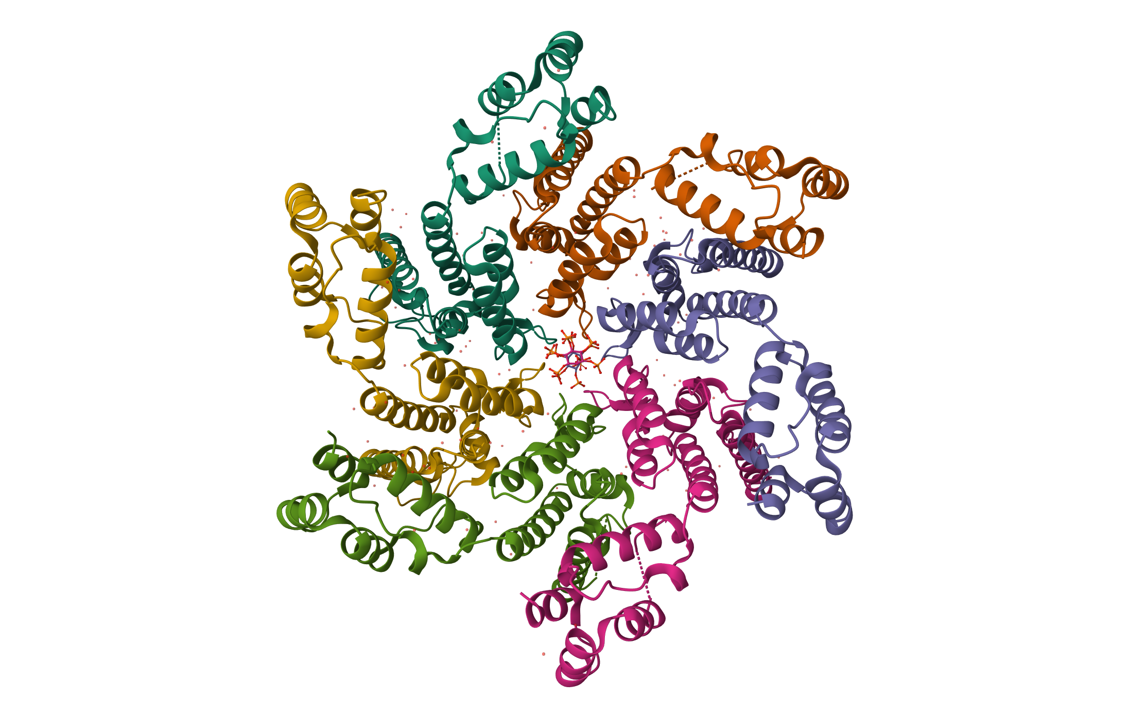 HIV-1 CA hexamer in complex with IP6, orthorhombic crystal form · PDB: 6BHT · 2018