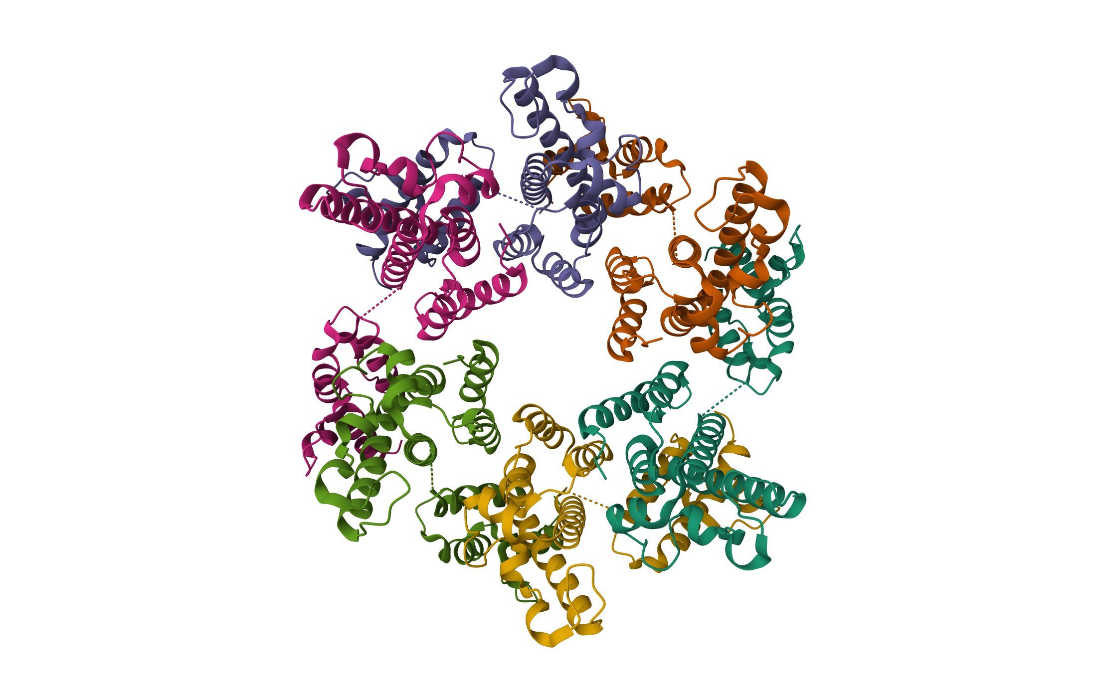 Mature RSV CA lattice: hexamer with 2 adjacent pentamers (C2 symmetric) · PDB: 7NO5 · 2021
