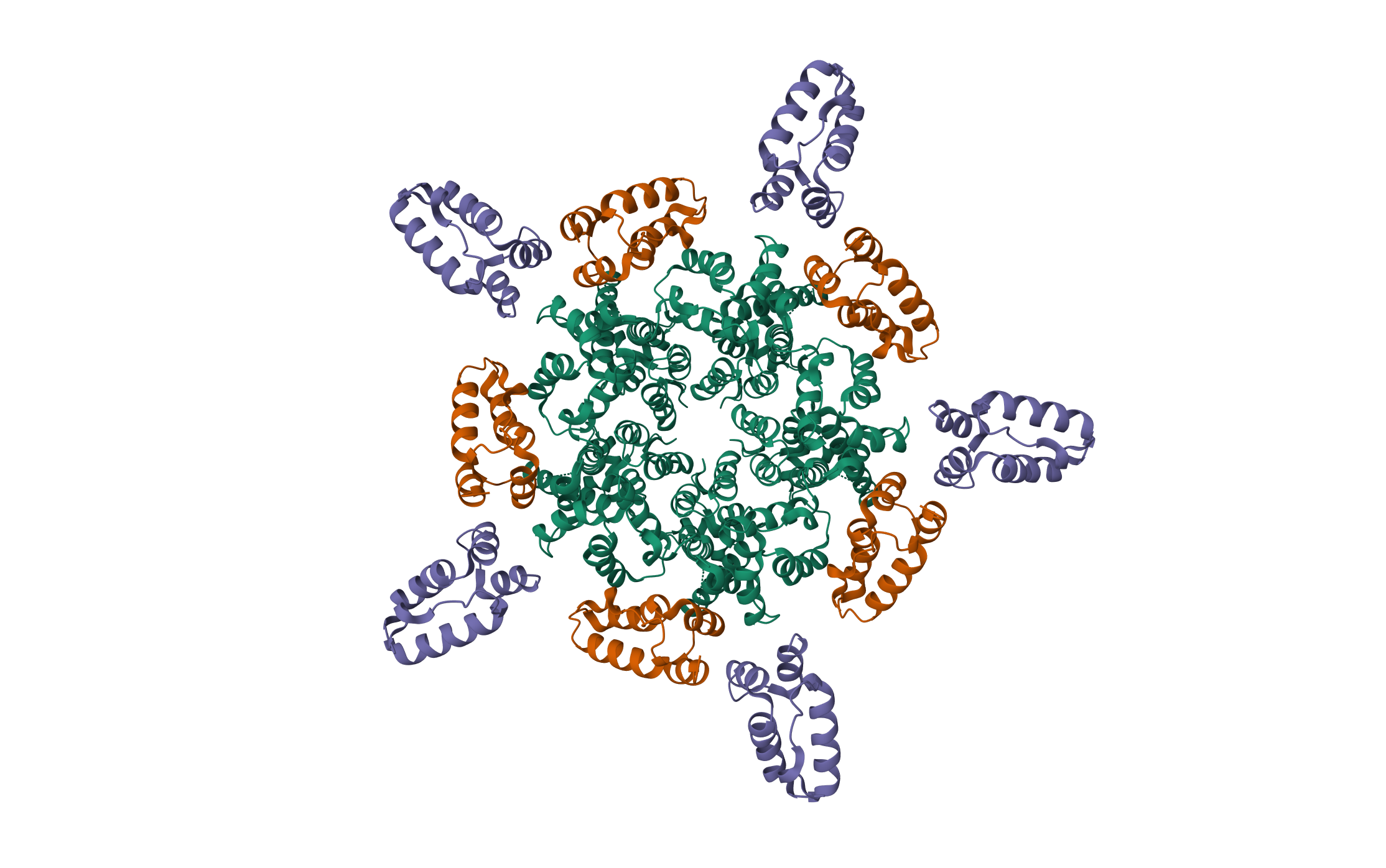 HIV-1 mature capsid pentamer from CA-IP6 CLPs · PDB: 8CKW · 2023