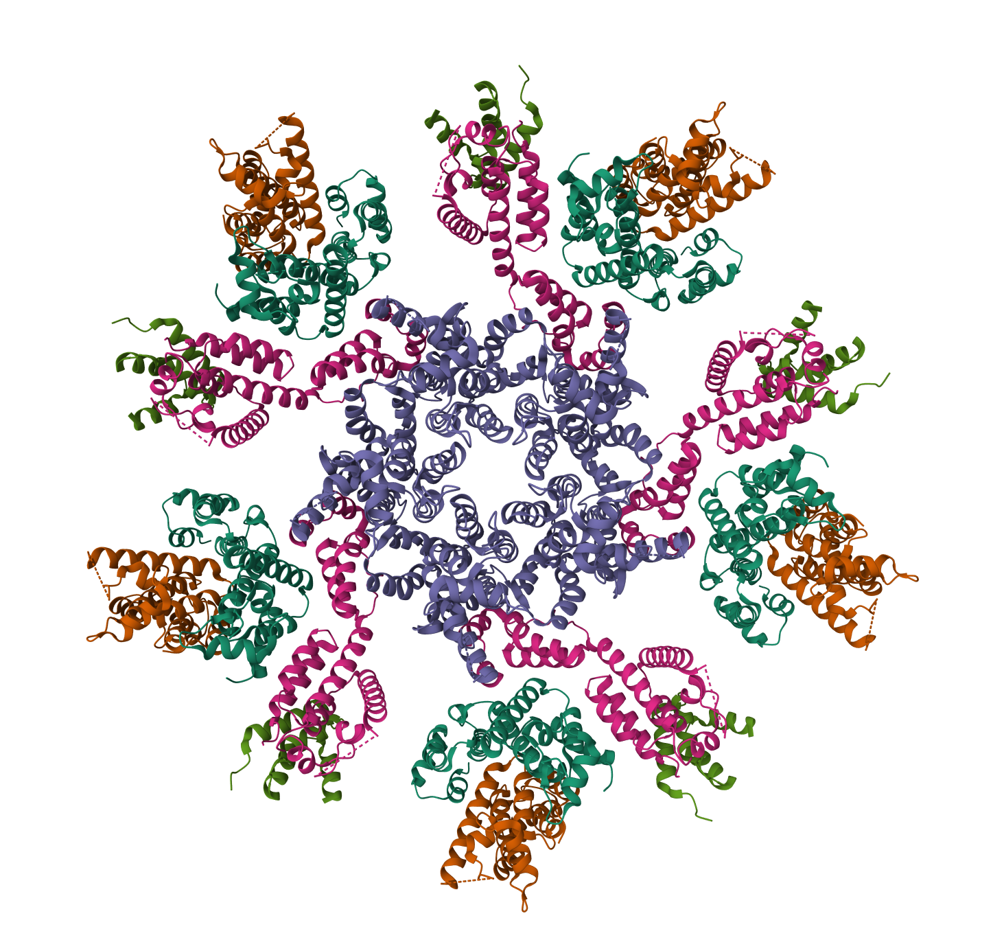 HIV-1 capsid lattice bound to IP6 and Lenacapavir · PDB: 8G6O · 2023