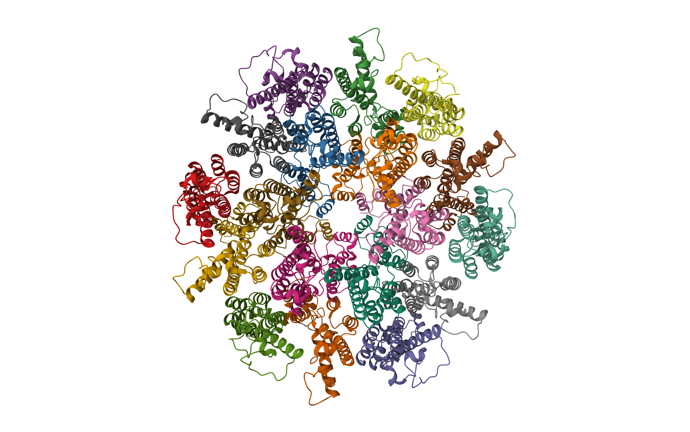 A model of the EIAV CA-SP hexamer (C2) from Gag-deltaMA tubes assembled at pH8 · PDB: 6T61 · 2020
