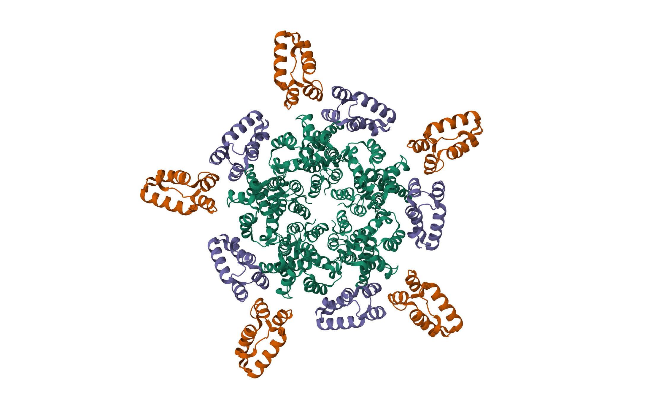 HIV-1 mature capsid pentamer from CA-IP6 CLPs, bound to Nup153 peptide · PDB: 8CKZ · 2023