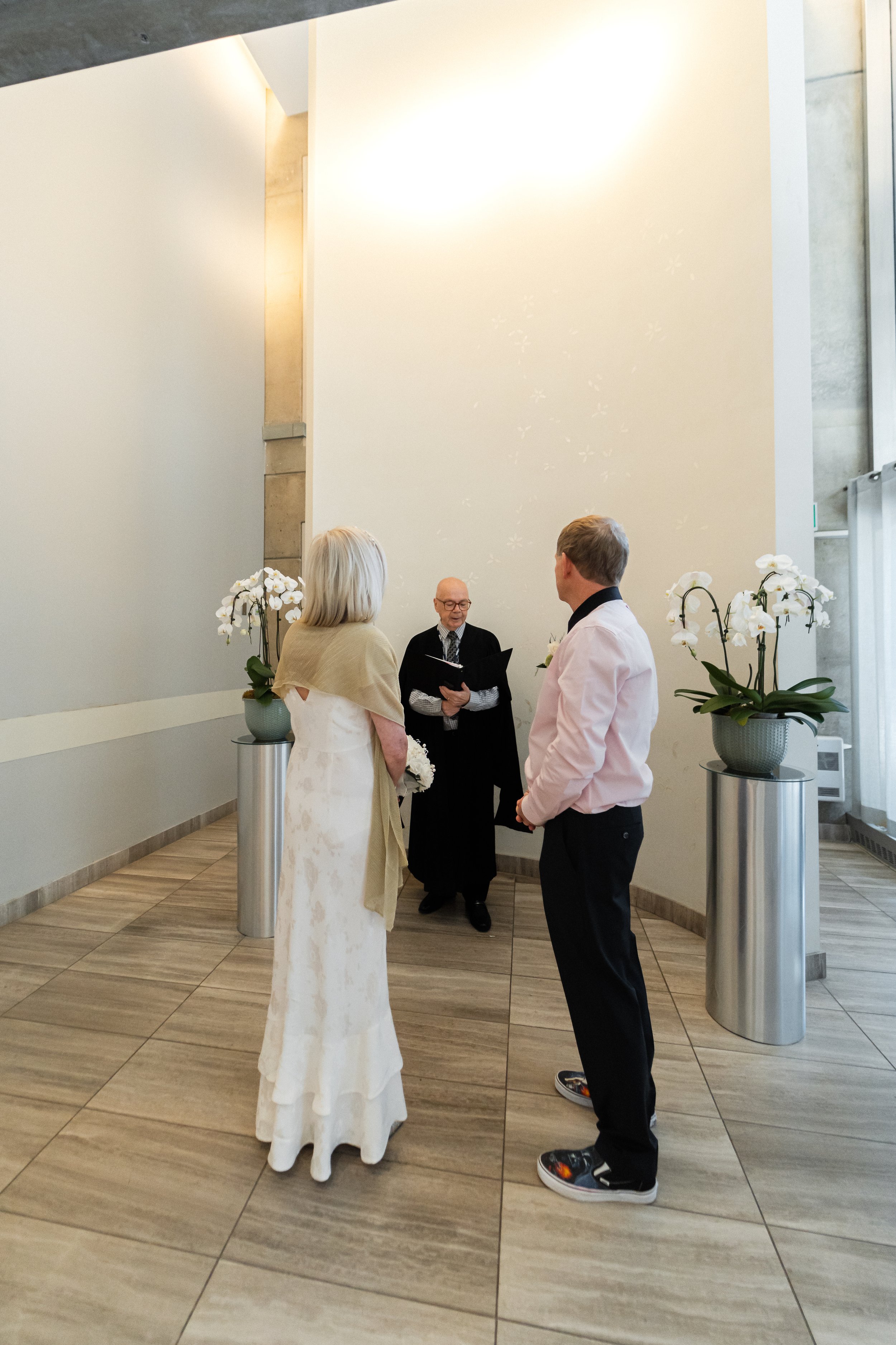 Civil ceremony details inside the historic Toronto City Hall wedding room