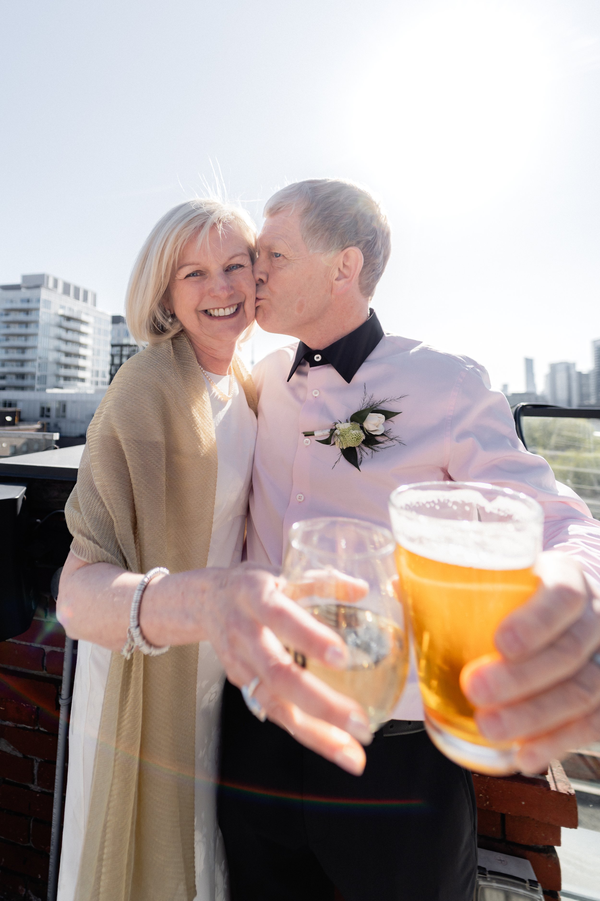 Chic older couple wedding portrait at Hilton Hotel near City Hall