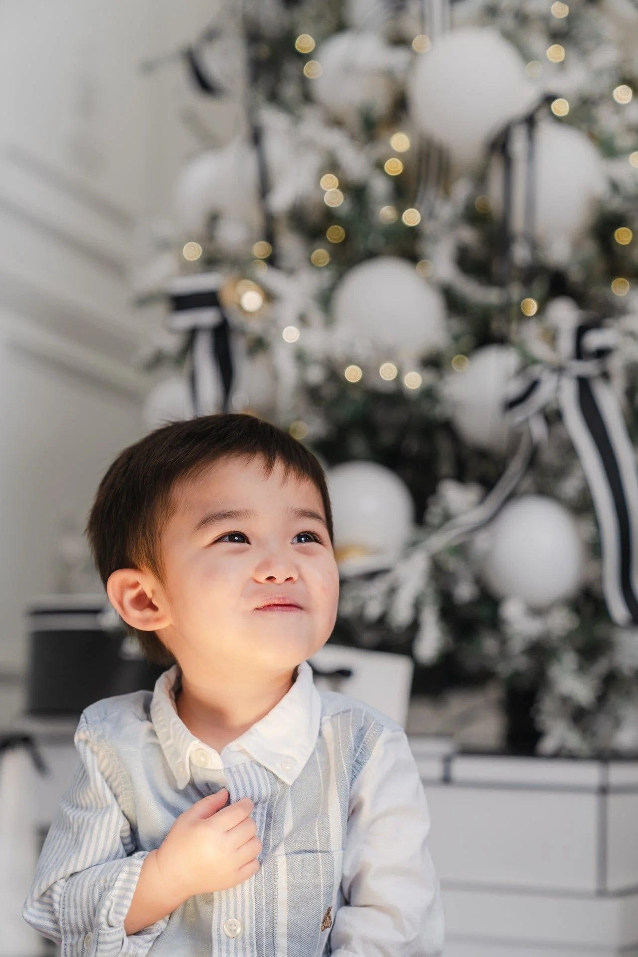 Baby boy at his first Christmas mini session in a Toronto studio