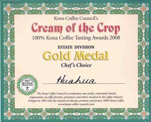 Cream of the Crop 2008 Gold Medal Certificate