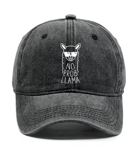 Aussie Alpaca World No Prob Llama Baseball Cap - Black