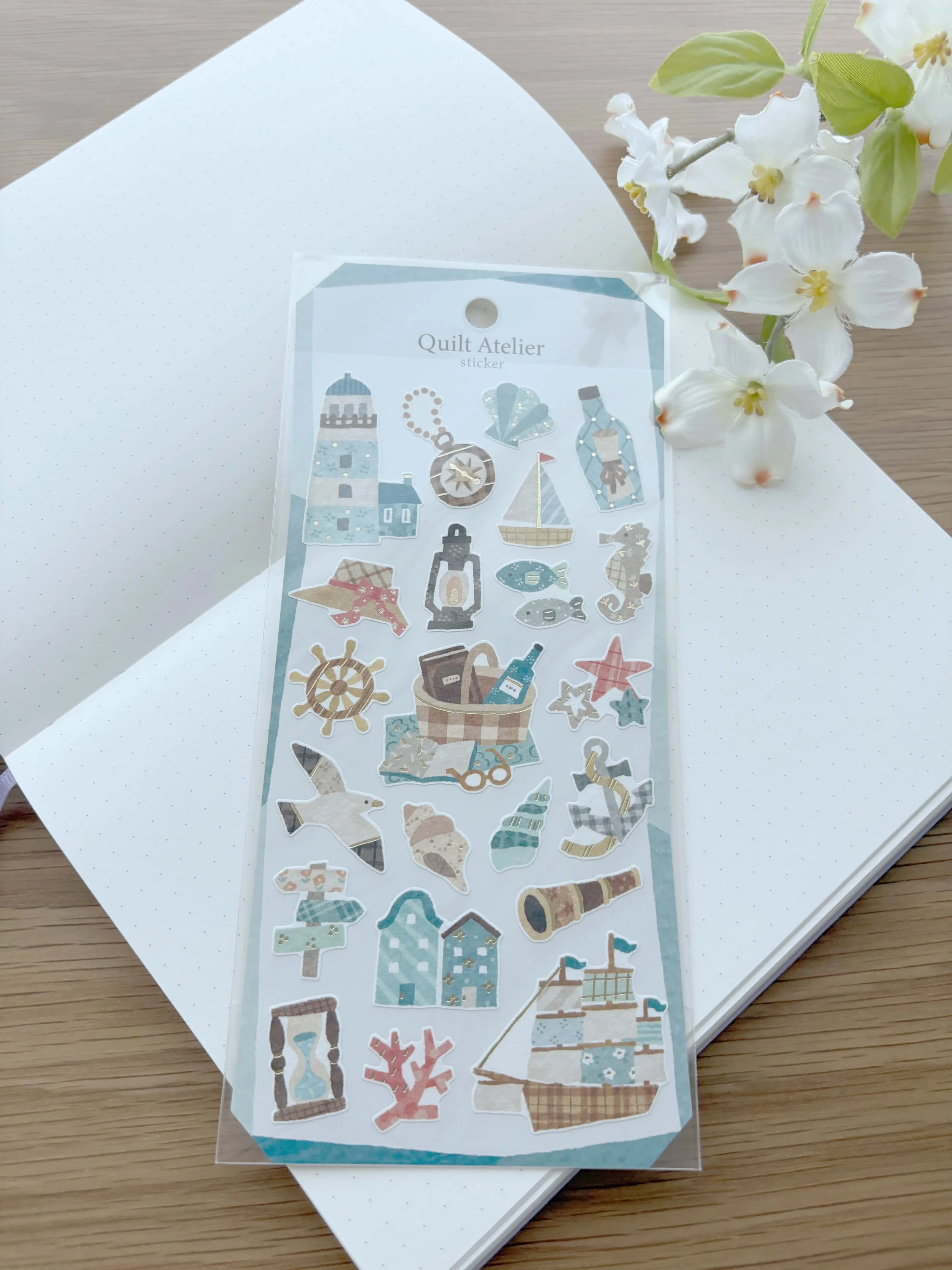 Mindwave Washi Paper Sticker - Quilt Atelier Series - Seaside City Port with Gold Foil