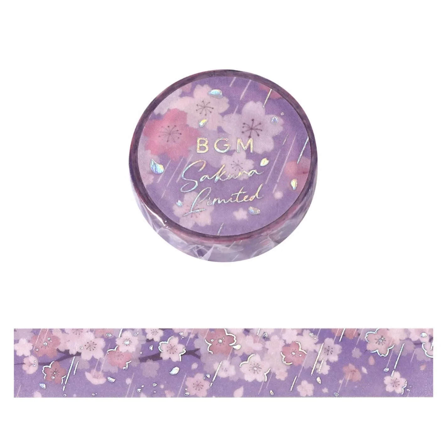 NEW BGM Washi Tape -15 mm - 2026 Spring Sakura Limited - Sakura Nagashi - Lavender Rain