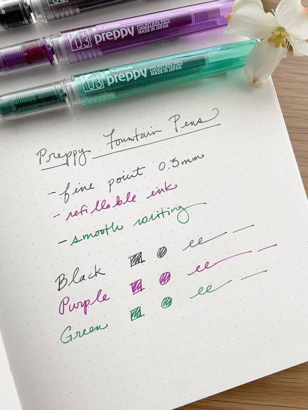 Platinum Preppy Fountain Pen - Fine Nib - 0.3mm - Green Ink — La Petite  Cute Shop