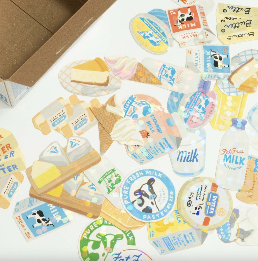 Mini Sticker Box - Hako Seal - Milk Farm — La Petite Cute Shop