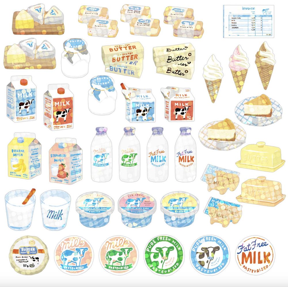 Mini Sticker Box - Hako Seal - Milk Farm — La Petite Cute Shop