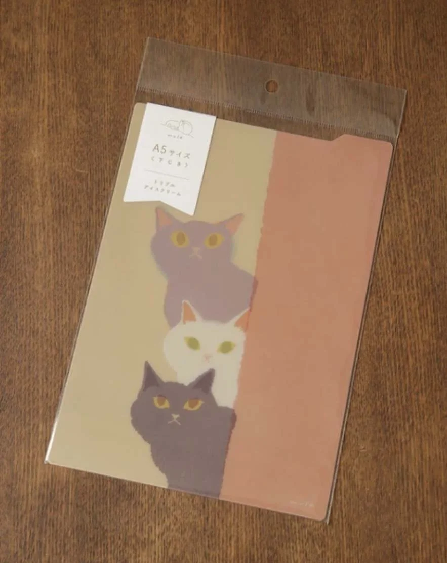 NEW A5 Size Planner Under Layer Transparent Board - Shitajiki - Cat Triple Ice Cream by Mula