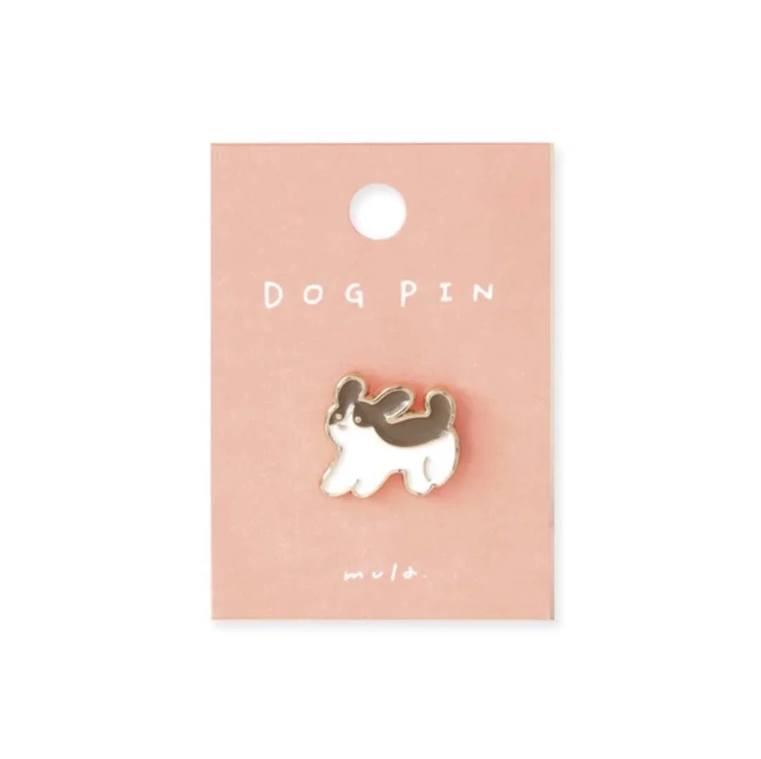 New Enamel Pin - Dog- Brown and White Cheerful Dog by Mula