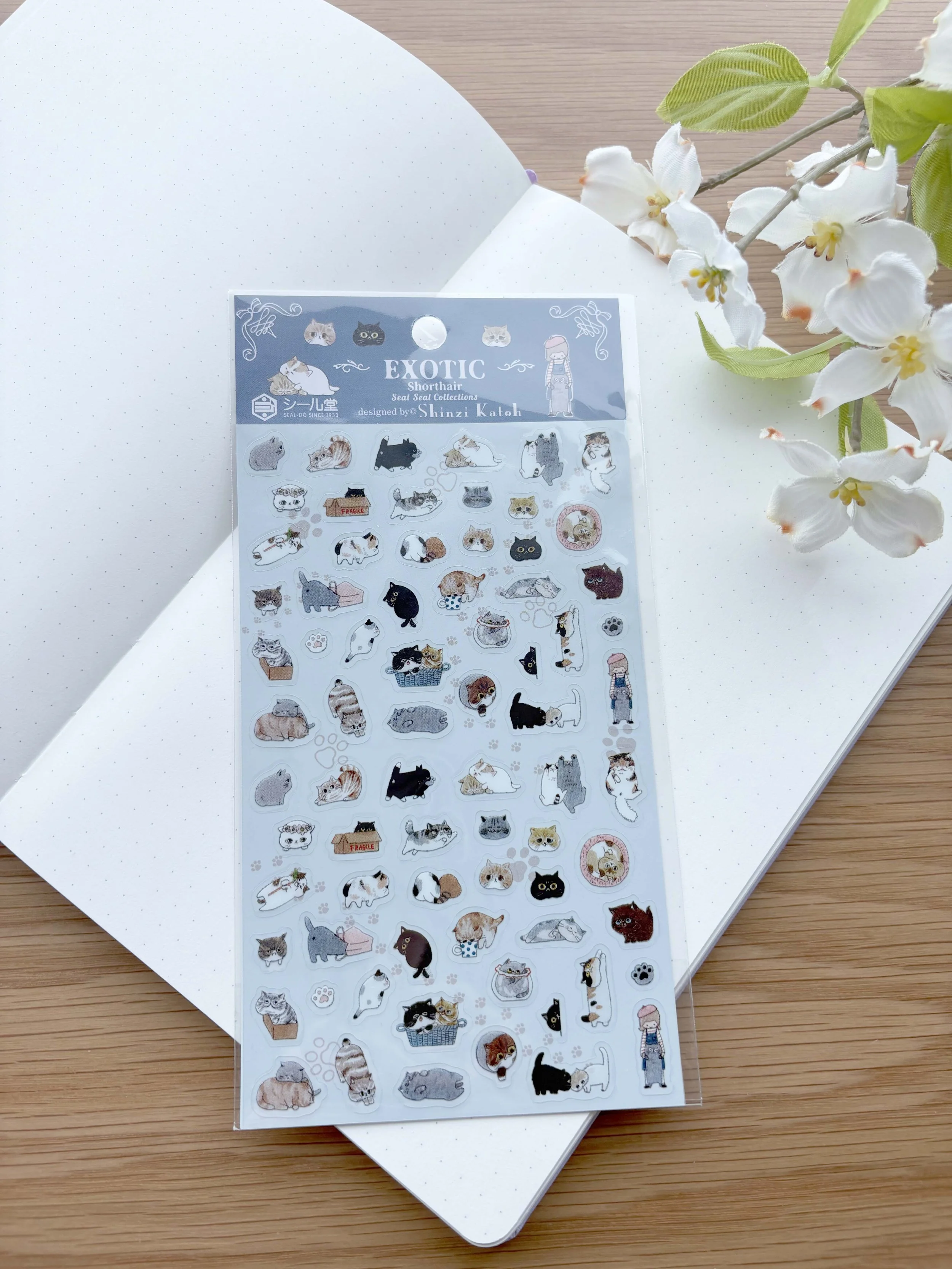 Clear Planner Stickers - Short Hair Cats - Shinzi Katoh