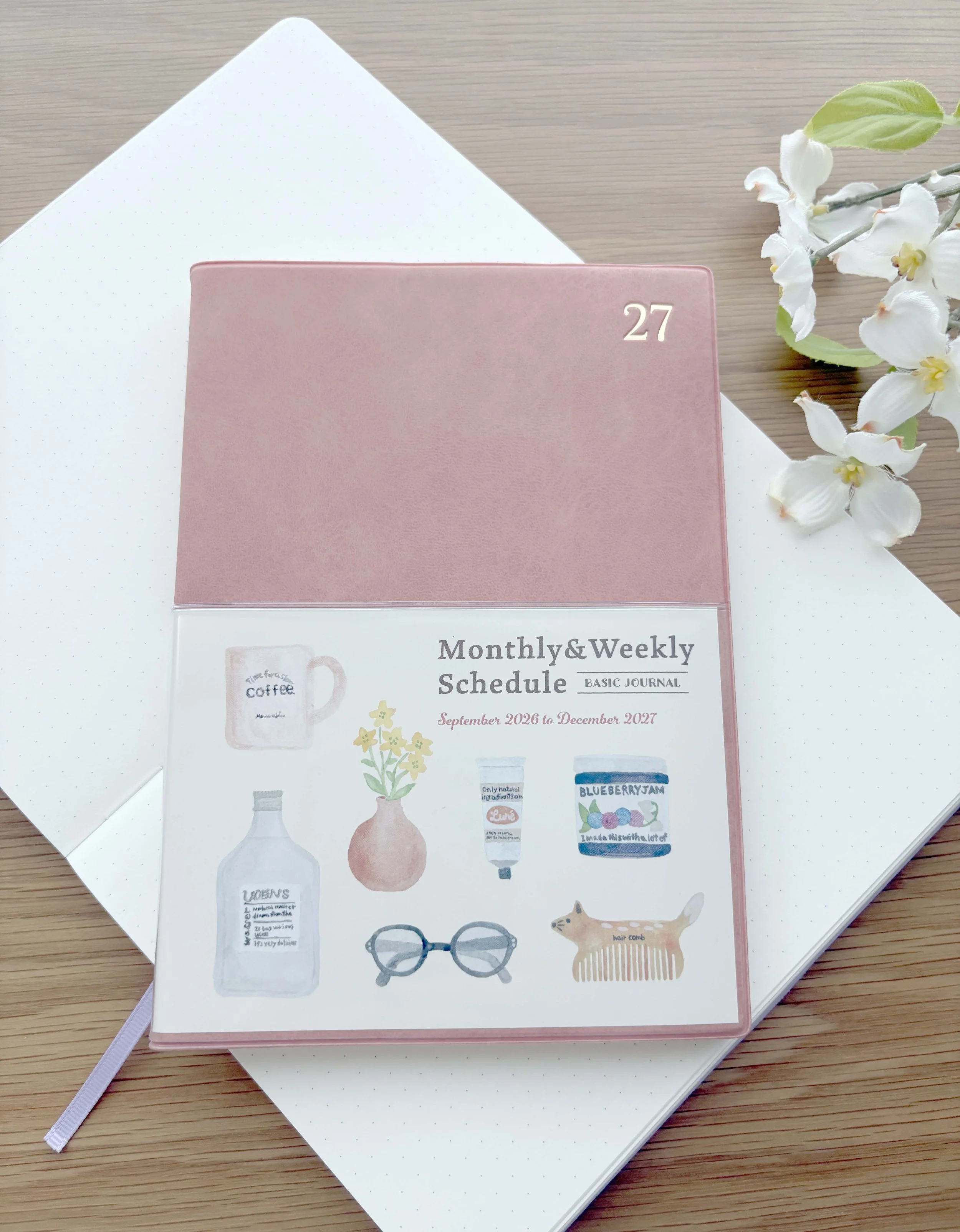 NEW B6 Size - 2027 B6 Size - Ryu-Ryu Diary Planner / Calendar - Soft Suede Leather Faux Cover - Pink Favorite Things