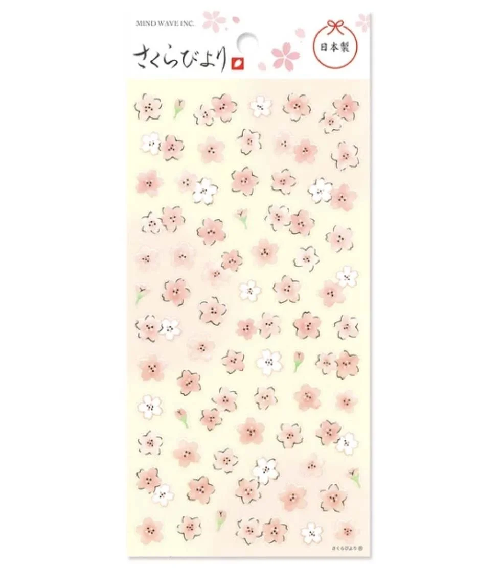 NEW Clear Mindwave Sticker - Semi-Transparent - Pink Sakura Flowers with Gold Foil
