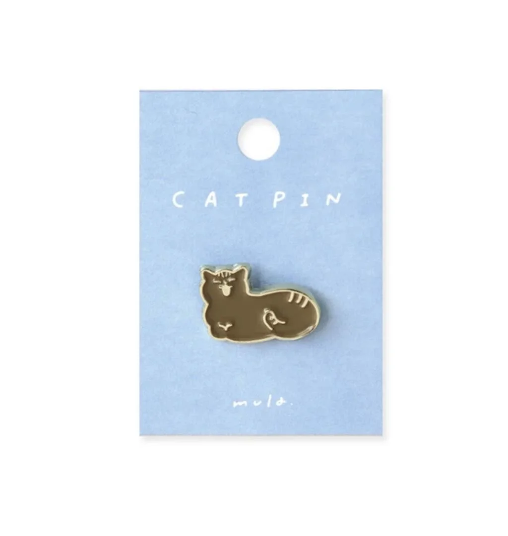 New Enamel Pin - Cat - Brown Yawning Cat by Mula
