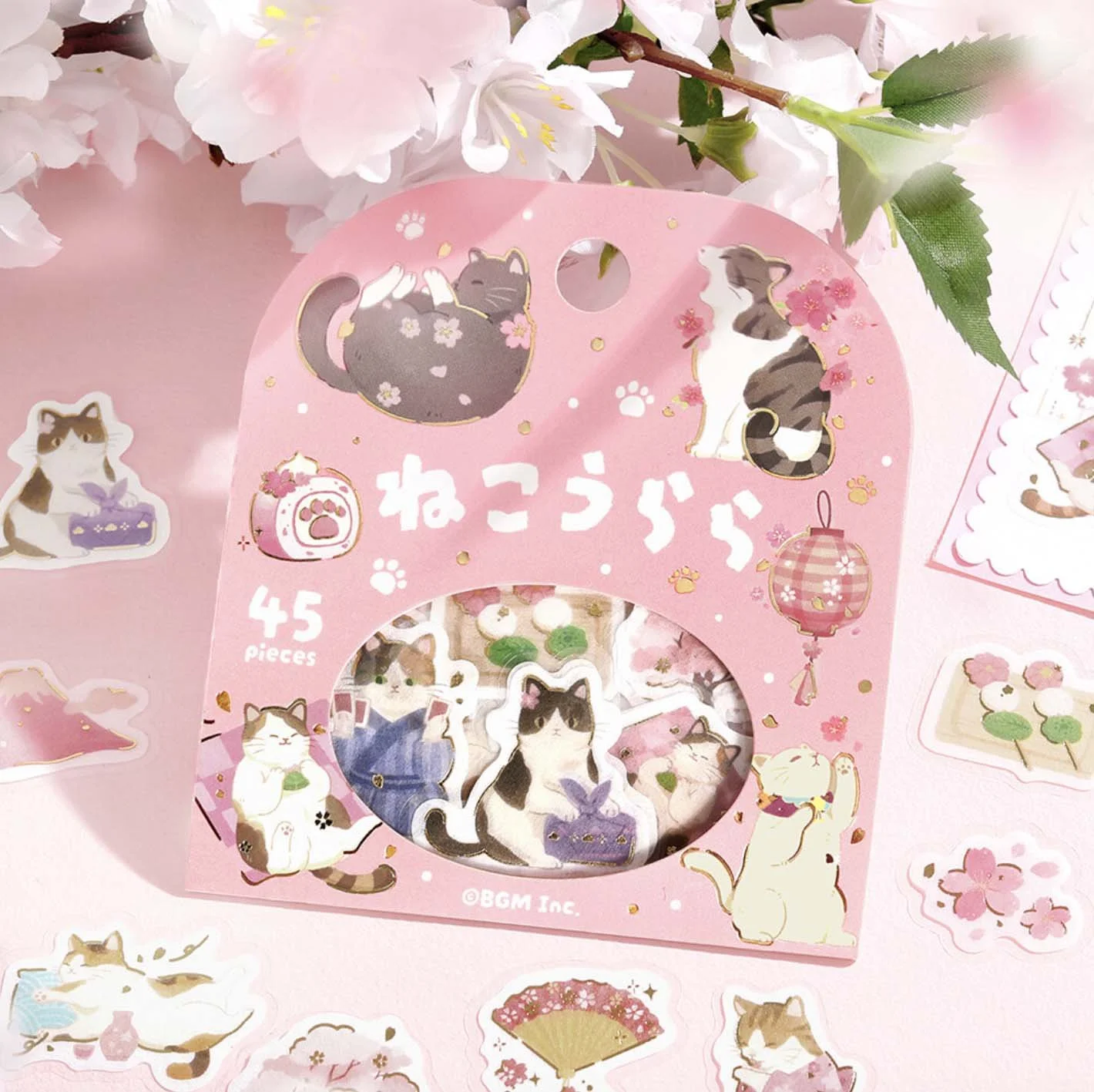 NEW BGM Washi Die-Cut Sticker Flakes - 2026 Sakura Limited - Neko Urara - Beautiful Cats