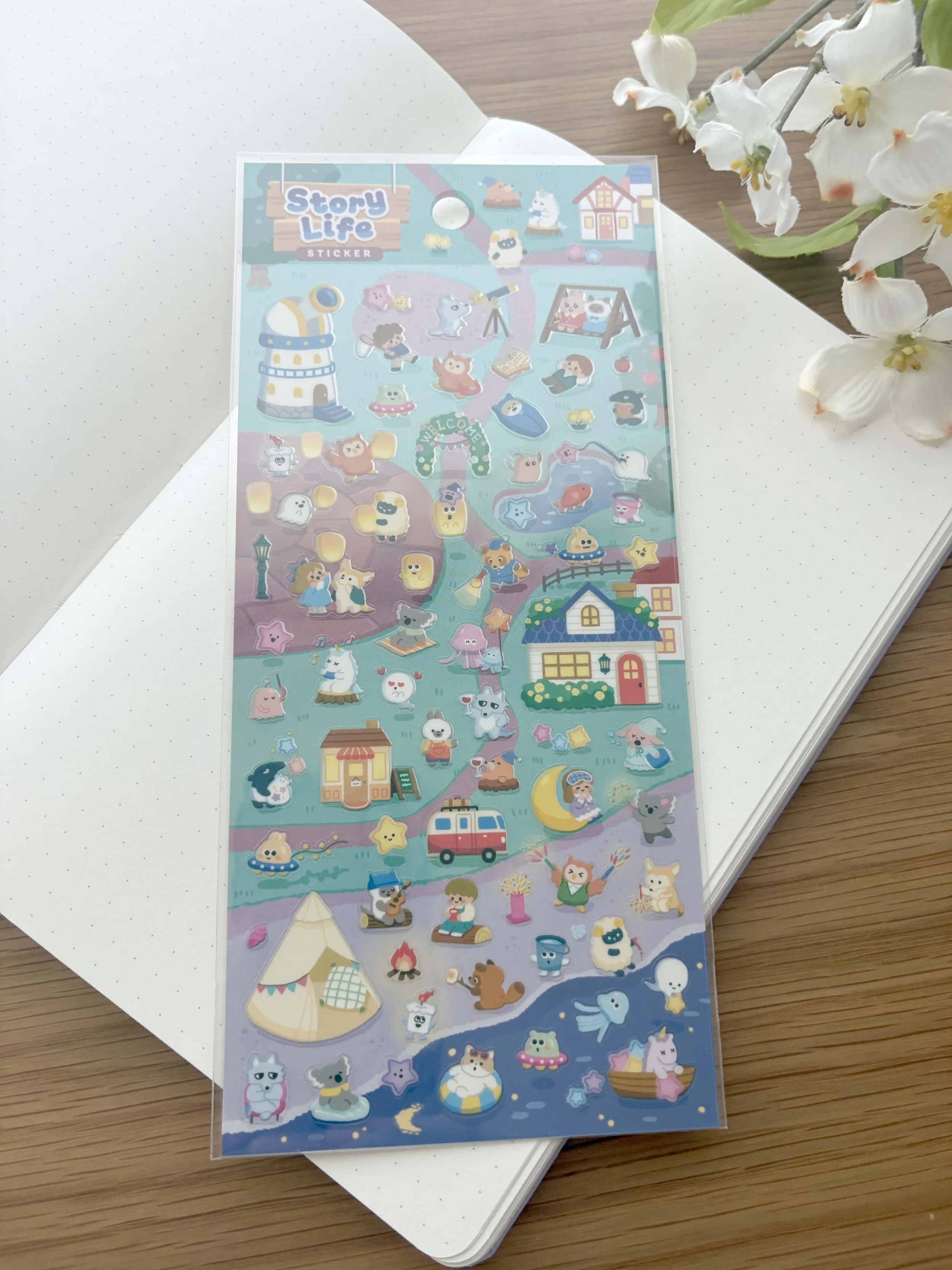 NEW Clear Planner Sticker - Story Life - Village Night