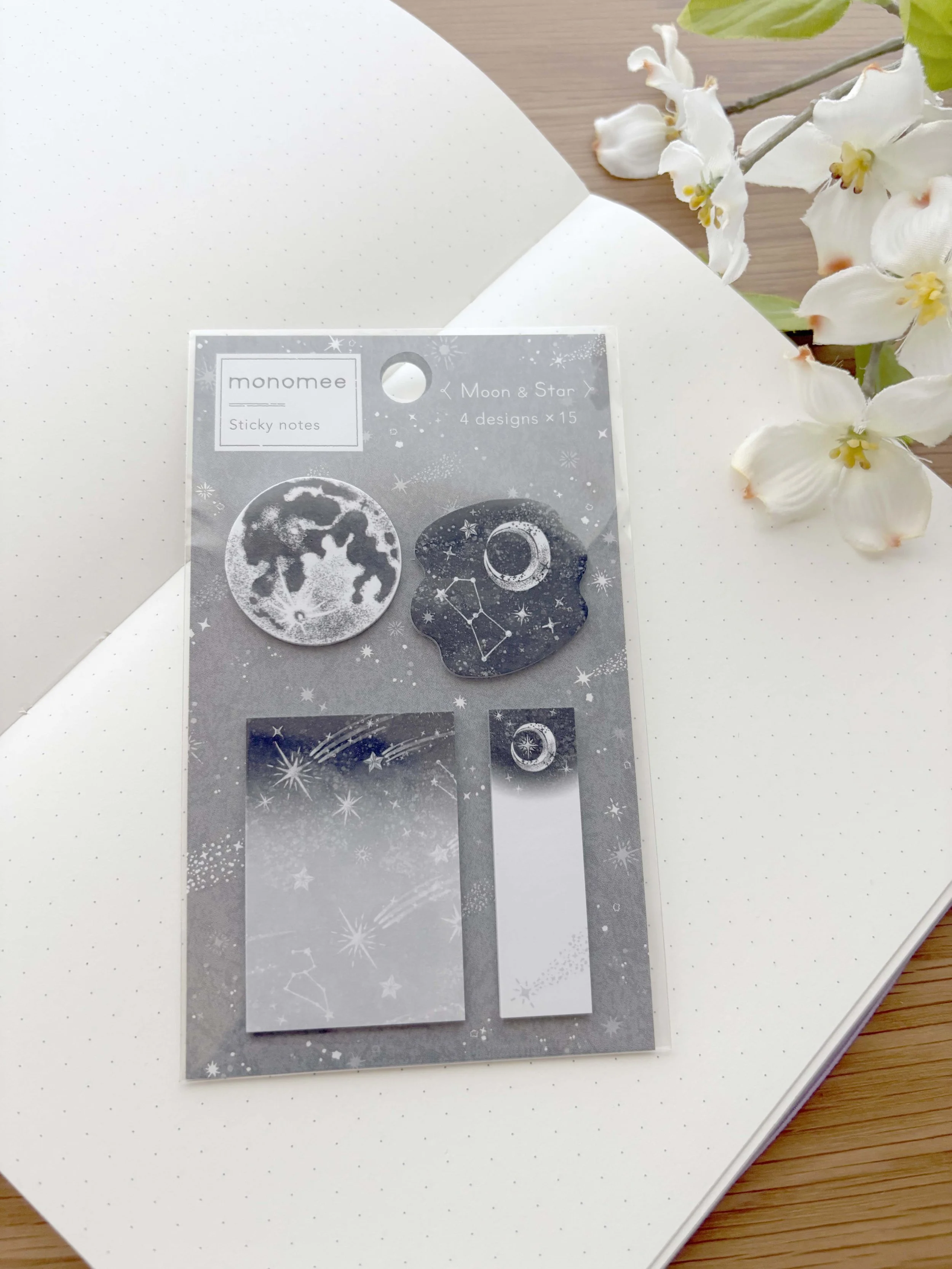 NEW Mono Tone Sticky Notes - Die-cut Moon and Stars