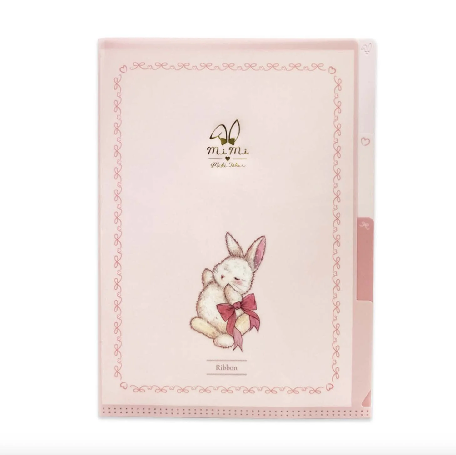 NEW File Folder with 3 tab pockets - Takei Miki Rabbit series - Ribbon Rabbit - Pink