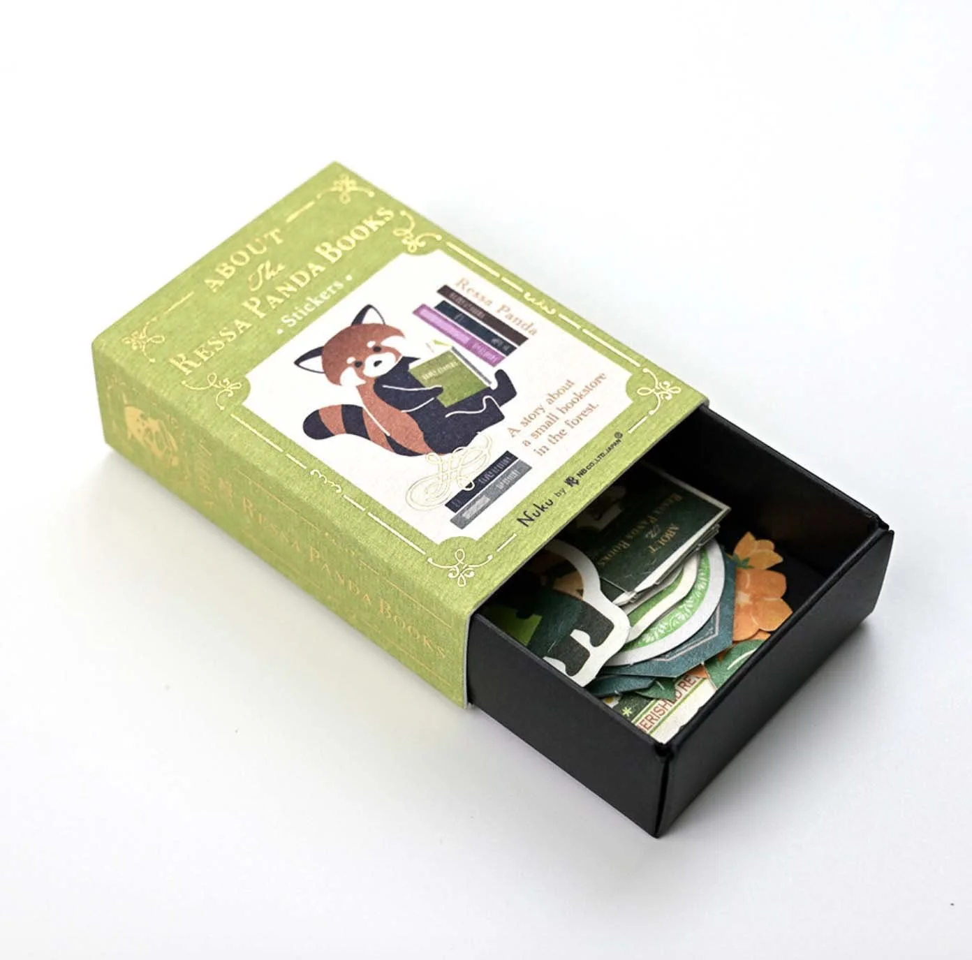 NEW Sticker Story Match Box - Ressa Panda Books - Red Panda Washi Stickers with Gold Foil