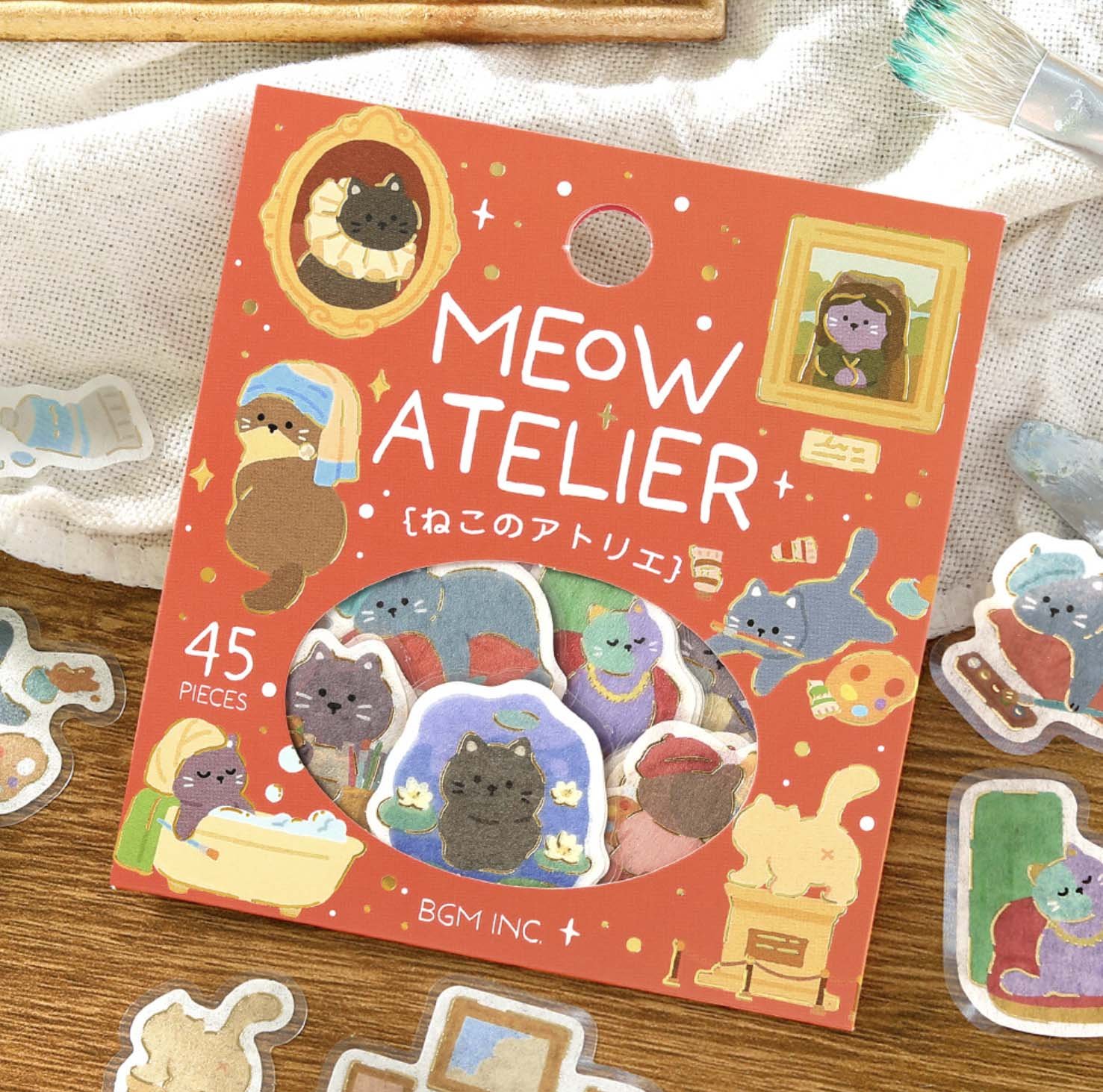 BGM Sticker Sack - Meow Atelier - Cat's Art Studio - Gold Foil