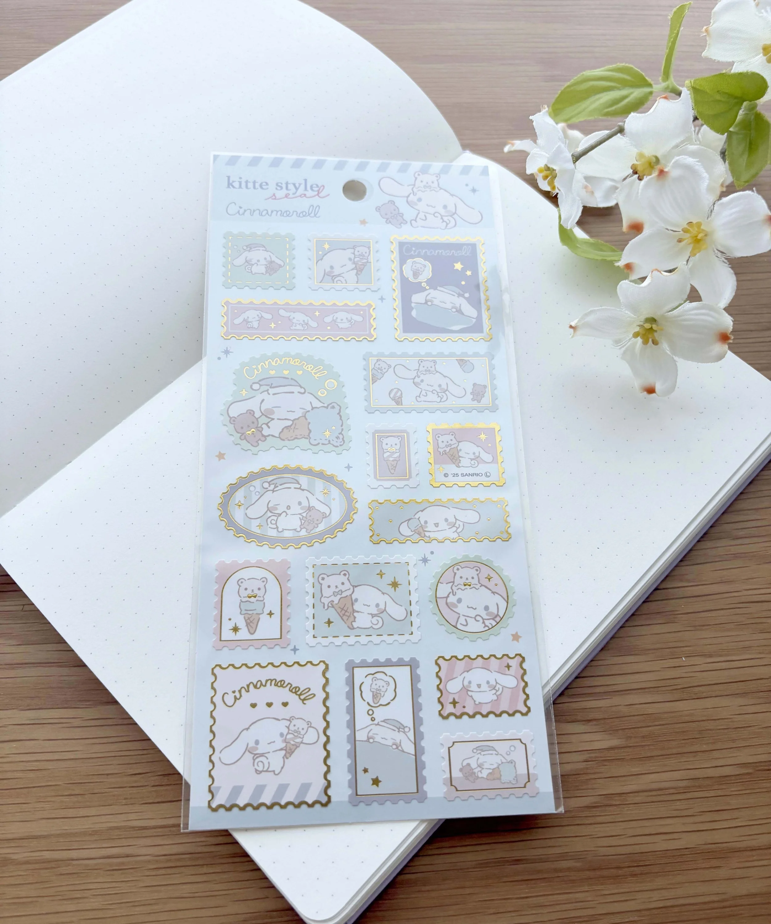 NEW Gold Foil Sticker - Sanrio Cinnamoroll Sleepy Time
