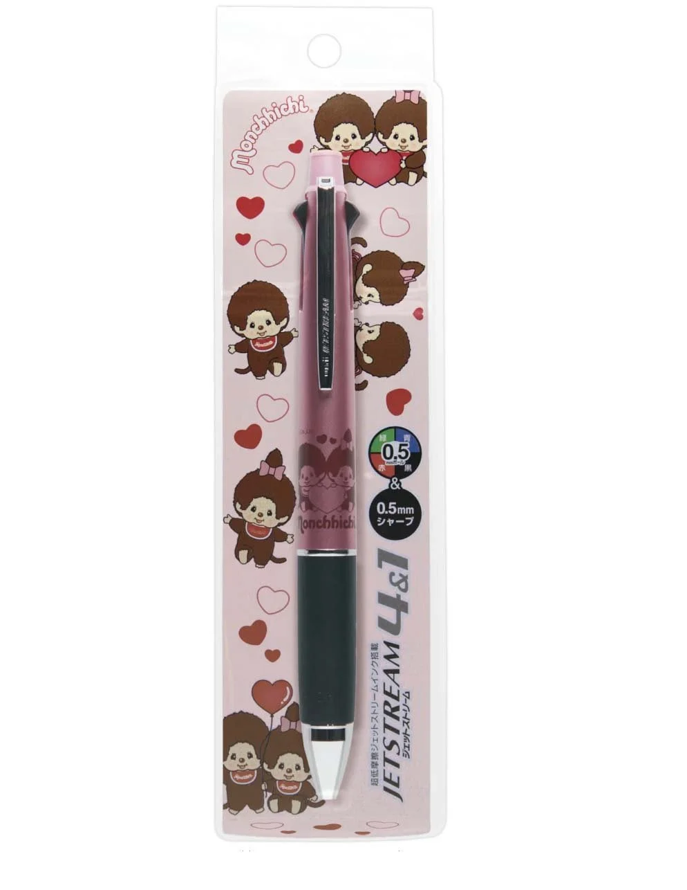 NEW Pre-Order Limited Design Uni Jetstream x Monchichi - 4+1 Multi Ballpoint Pen + Mechanical Pencil - Pink