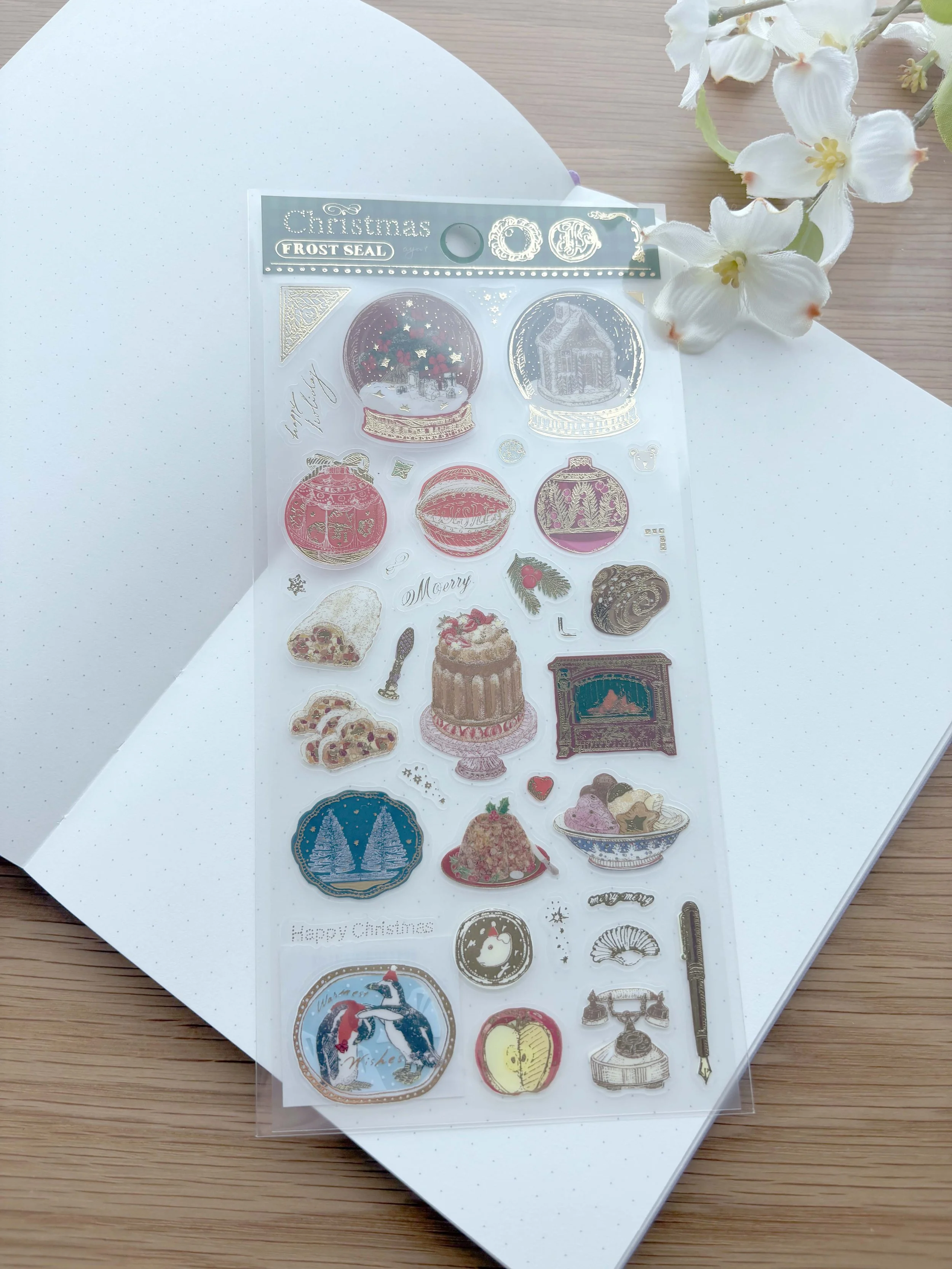 NEW Paper Cotton Sticker - Aya Inoue Christmas Frost -  Gather Green with gold foil