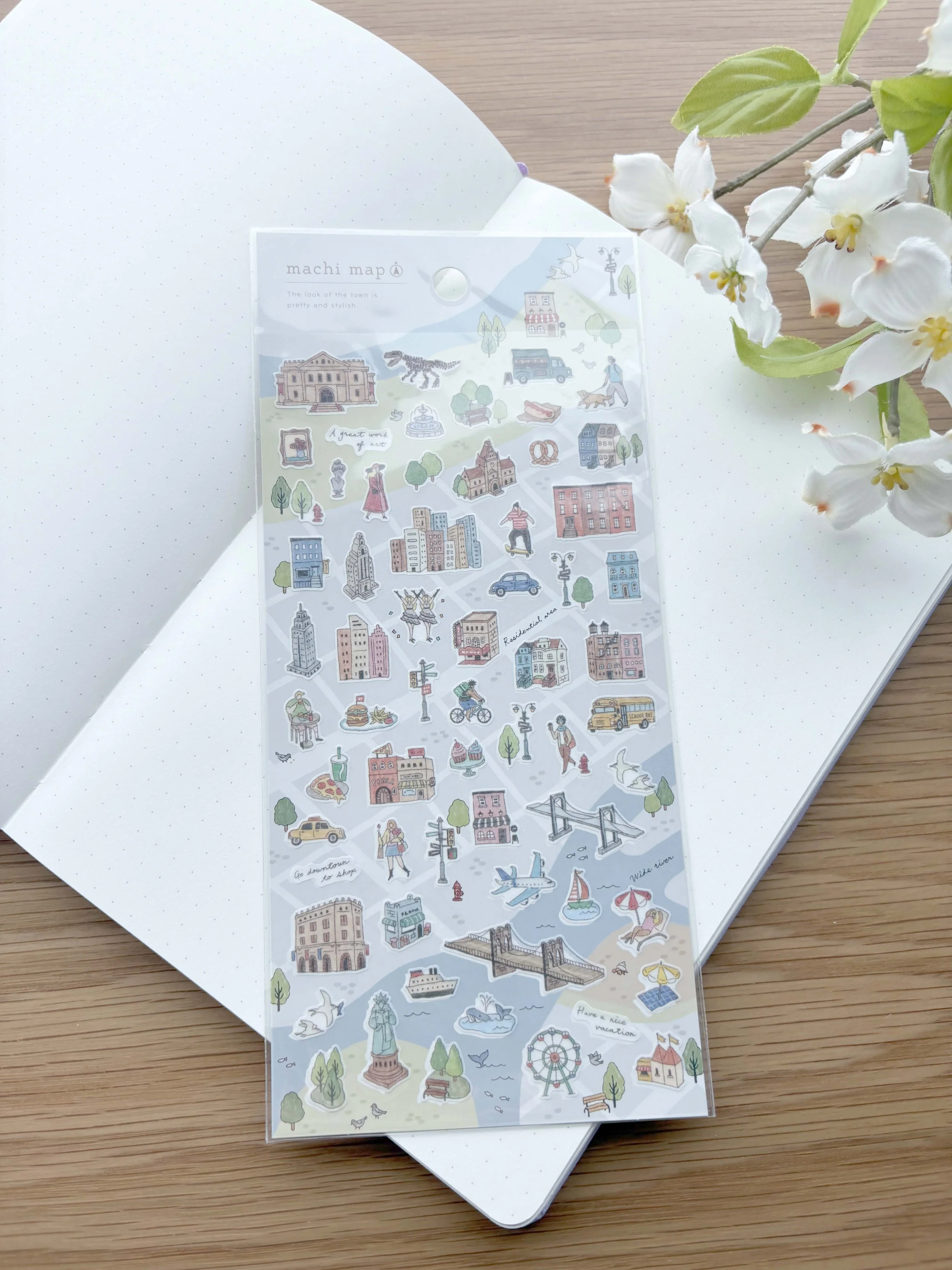 NEW Journal Mindwave Sticker  - Machi Map Town Series - City Travel - Blue