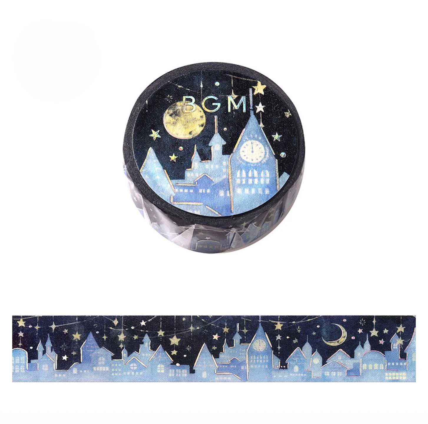 NEW BGM Washi Tape -15 mm - Starlight City - Gold Foil