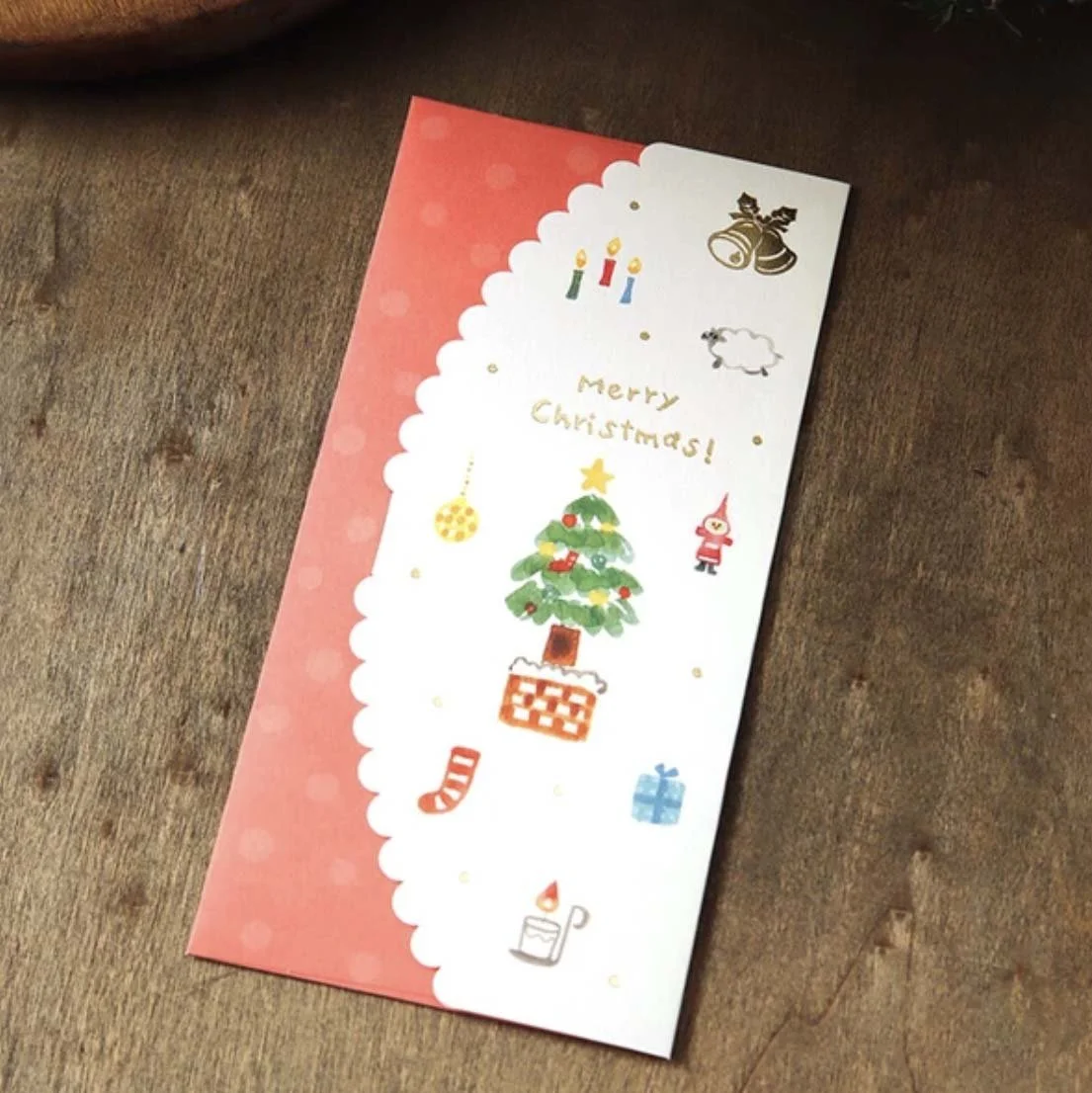 NEW Long Money Envelope - Pochi Bukuro - Christmas Money Envelope - Christmas Tree w/Gold Foil
