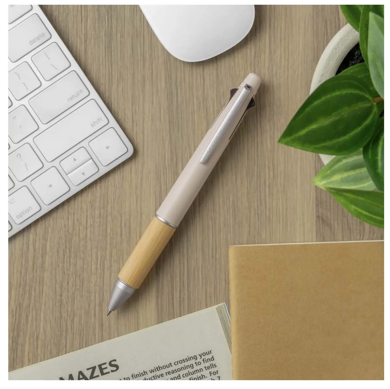 NEW Limited Jetstream 4+1 Bamboo Multi Pen - 4 color ink and 1 mechanical pencil - Cream White