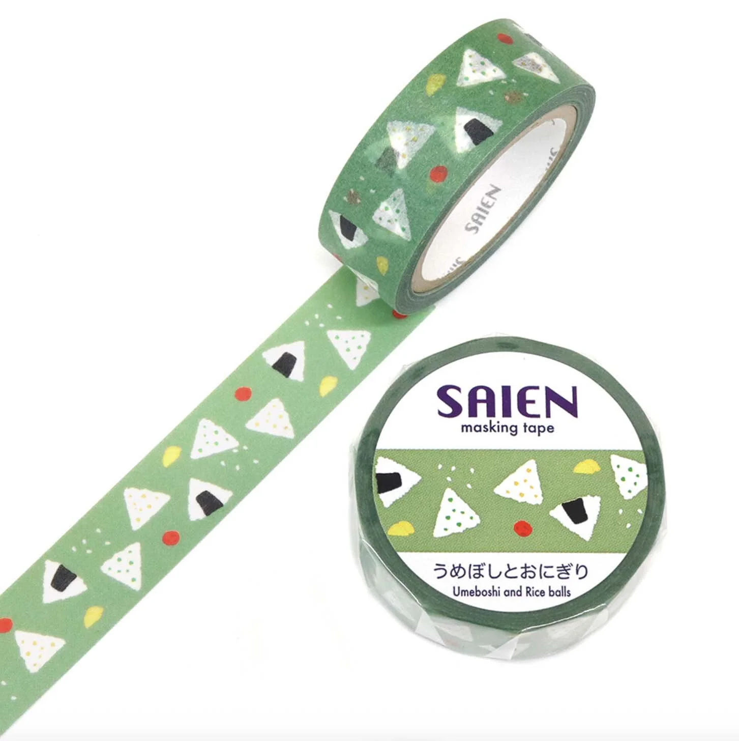 NEW Saien Washi Tape -15 mm - Umeboshi Musubi Rice Balls