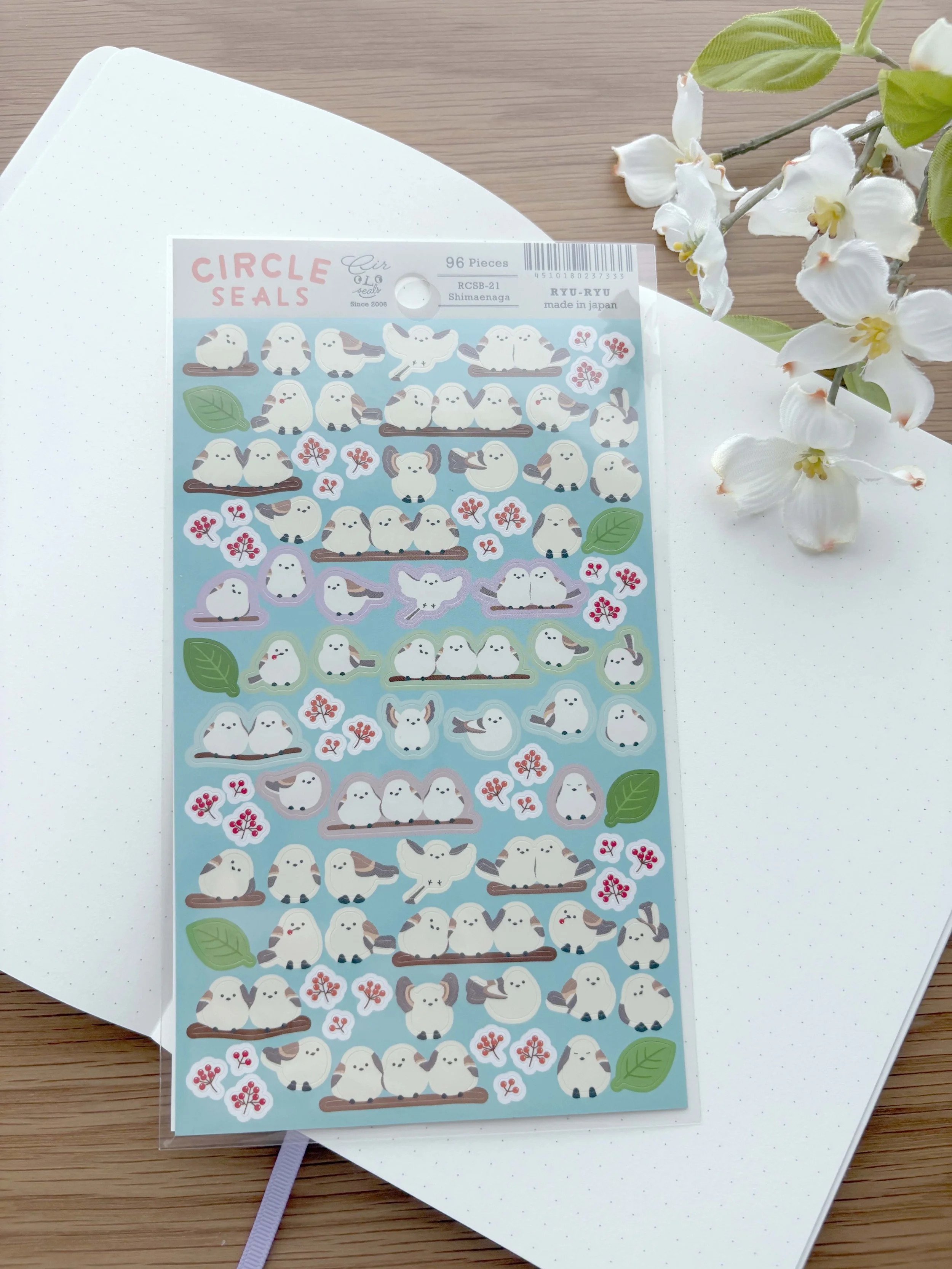 NEW Ryu-Ryu Planner Stickers - Circle Seals - Shimaenaga Bird - Snow Birds