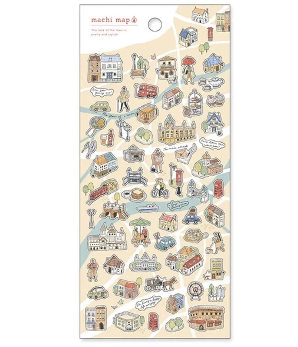 NEW Journal Mindwave Sticker  - Machi Map Town Series - European Travel - Brown
