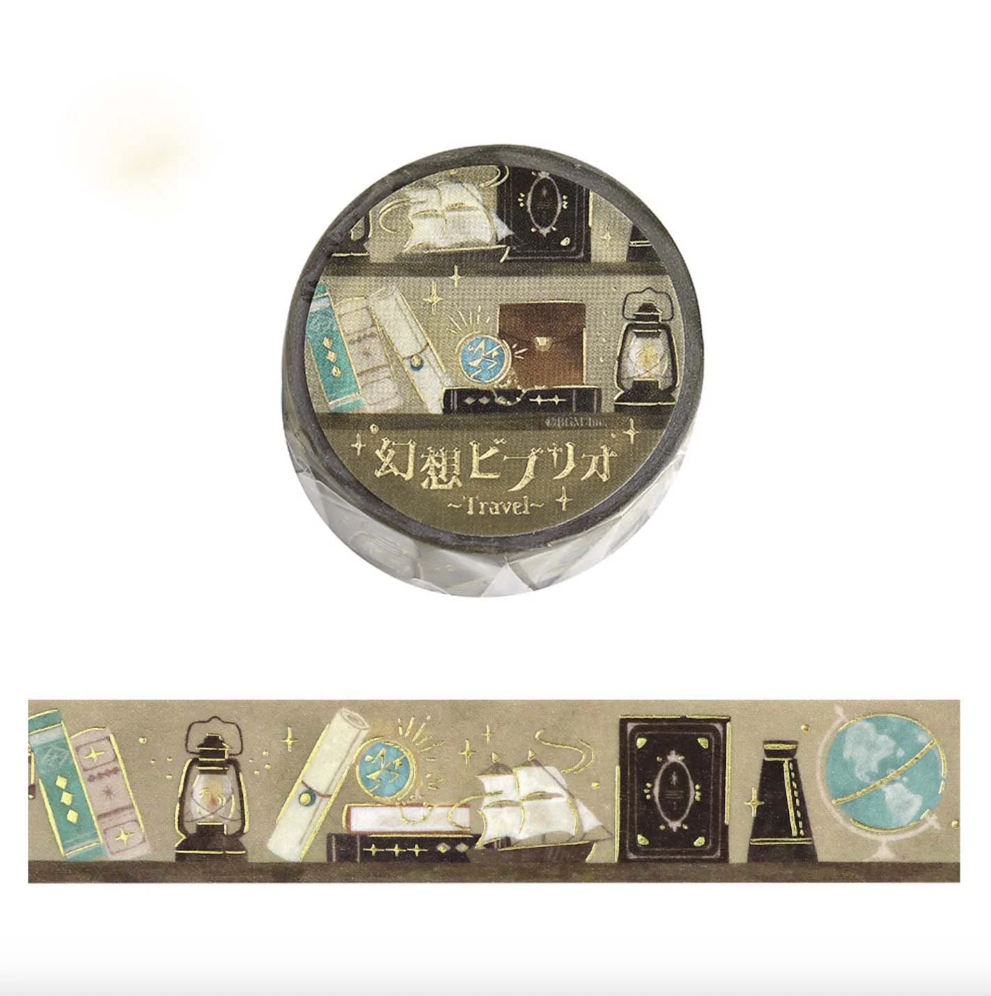 NEW BGM Washi Tape - 20 mm - Gensou Vibrio - Travel Books - Gold Foil