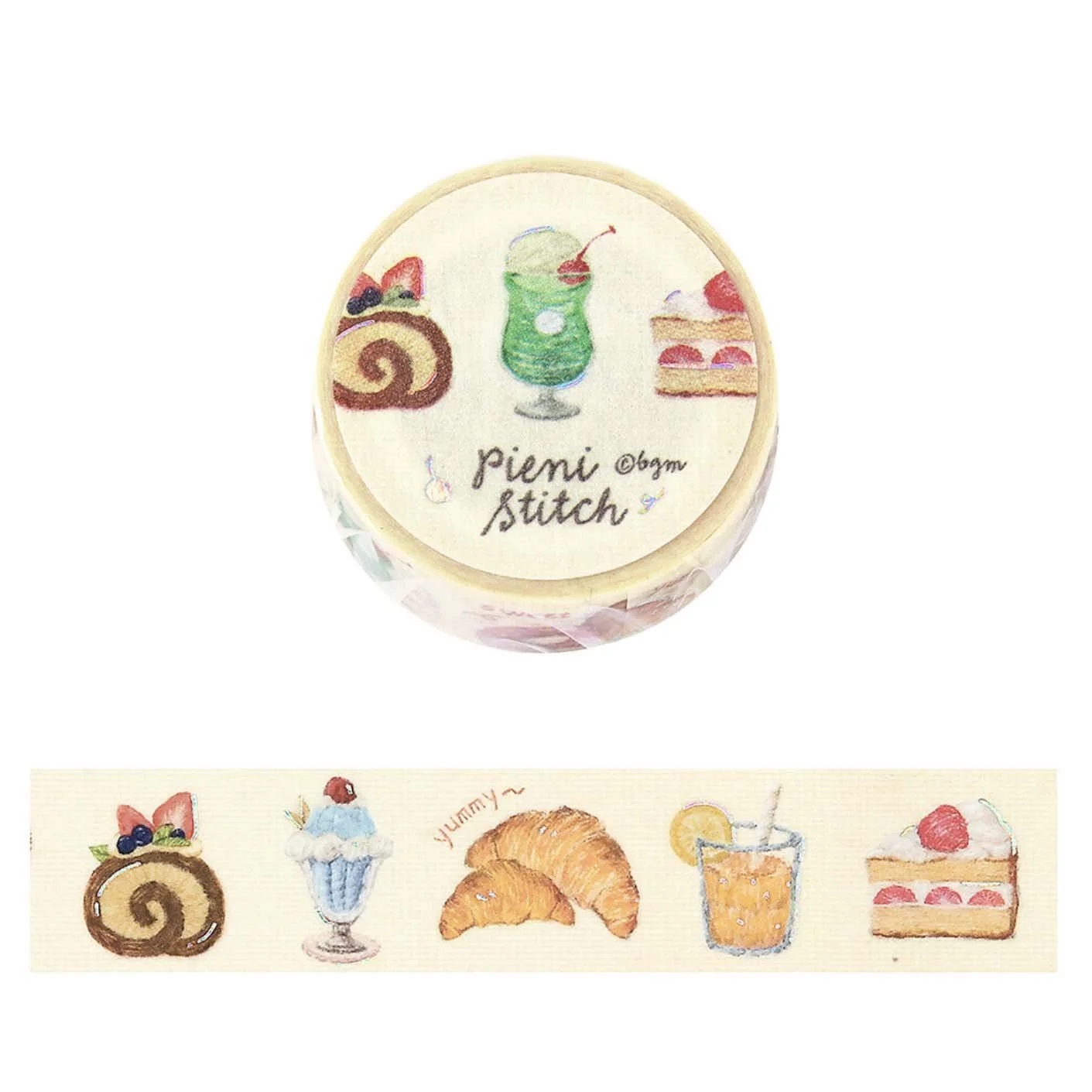 NEW BGM Washi Tape - 20 mm - Pieni Stitch - Small Cafe with Gold Foil