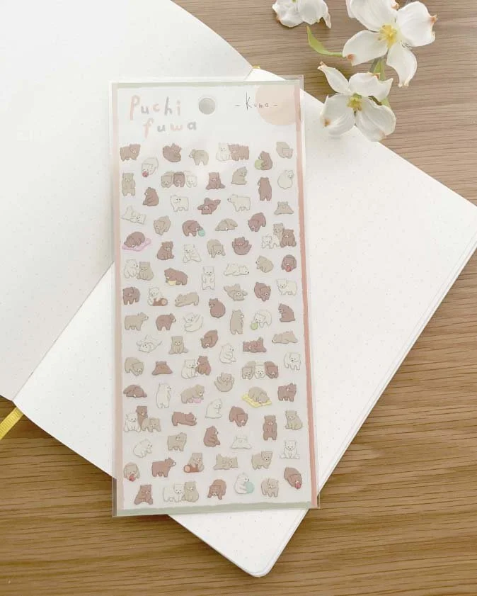 Clear Planner Sticker - Puchi Fuwa - Mini Cute Bears