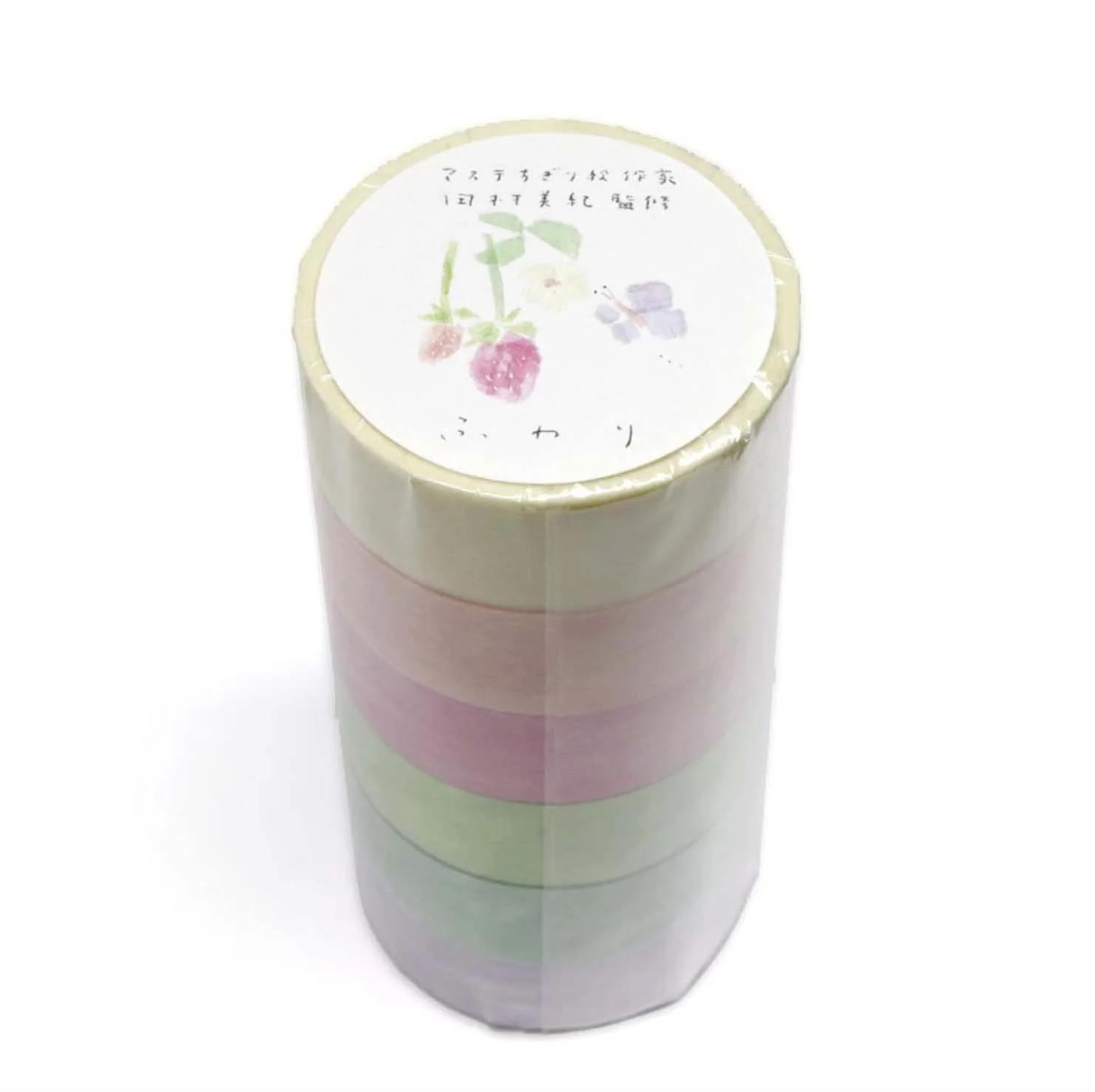NEW Saien Washi Tape Set of 6 - 15 mm - Miki Tamura - Chigiri-e 6-color set - Fuwari Soft Pastels